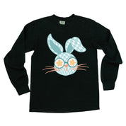 Blue Checkered Bunny - LONG SLEEVE Comfort Colors Tee Little Mama Shirt Shop