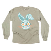 Blue Checkered Bunny - LONG SLEEVE Comfort Colors Tee Little Mama Shirt Shop