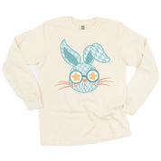 Blue Checkered Bunny - LONG SLEEVE Comfort Colors Tee Little Mama Shirt Shop