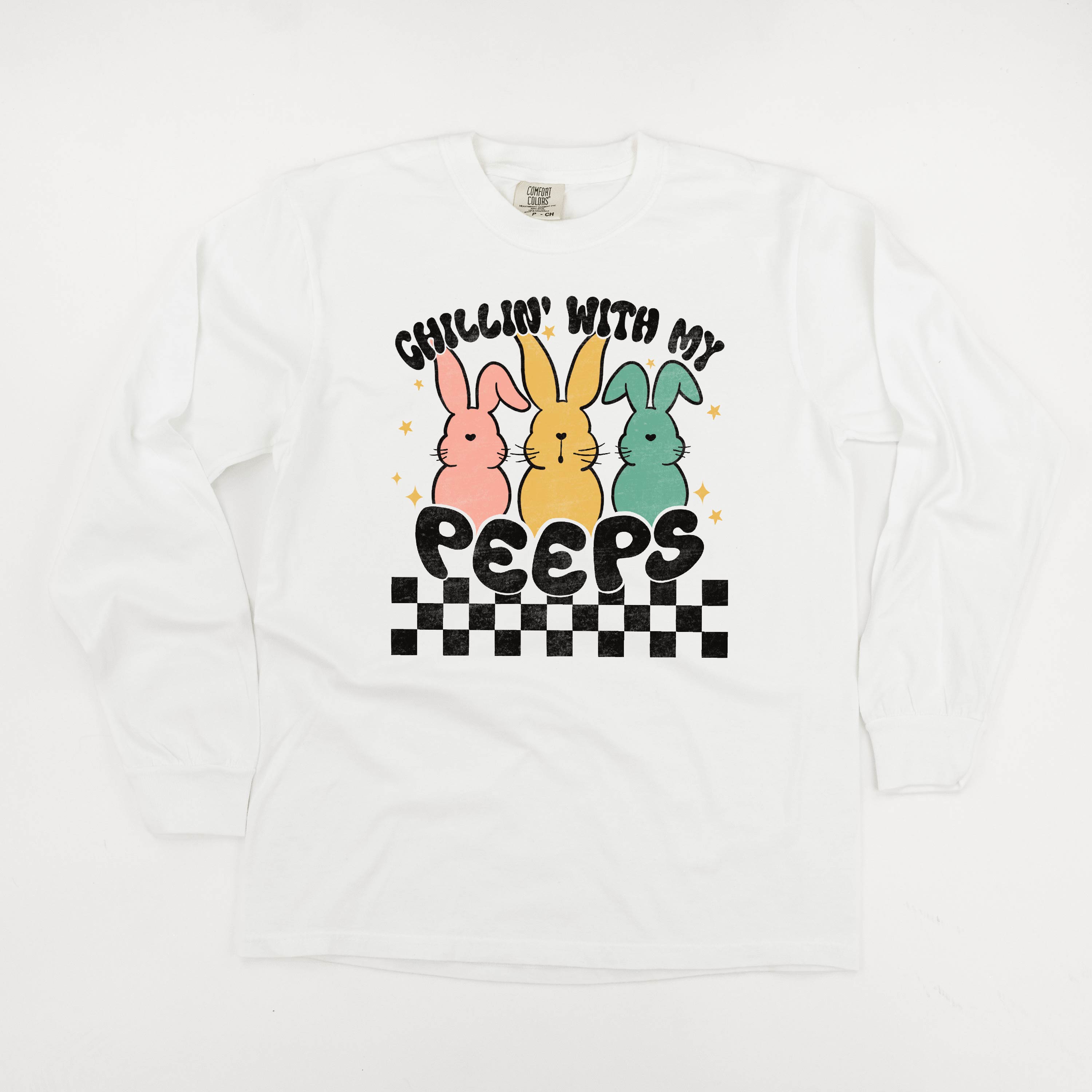 Chillin' With My Peeps - LONG SLEEVE Comfort Colors Tee Little Mama Shirt Shop