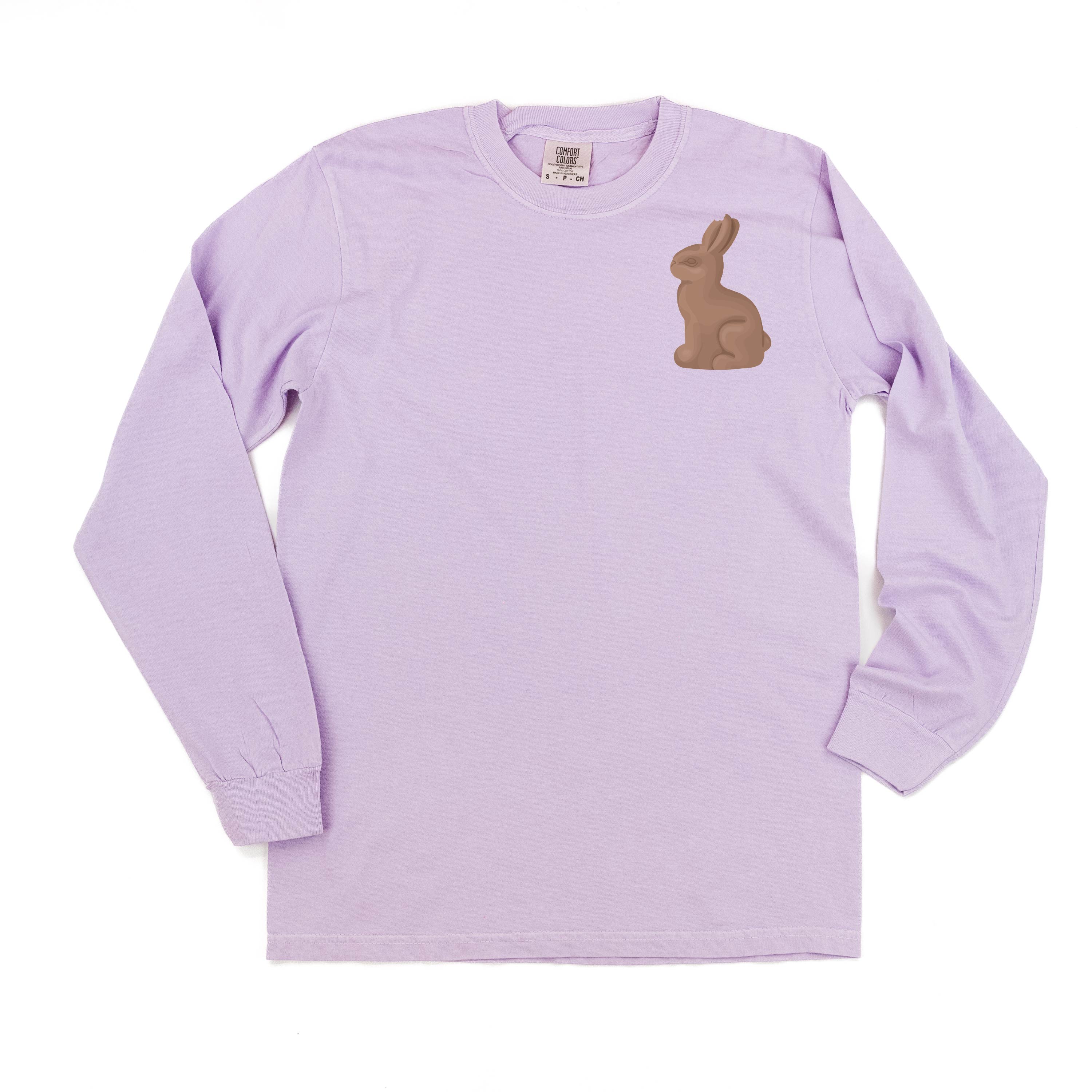 Chocolate Bunny (pocket) - LONG SLEEVE Comfort Colors Tee Little Mama Shirt Shop