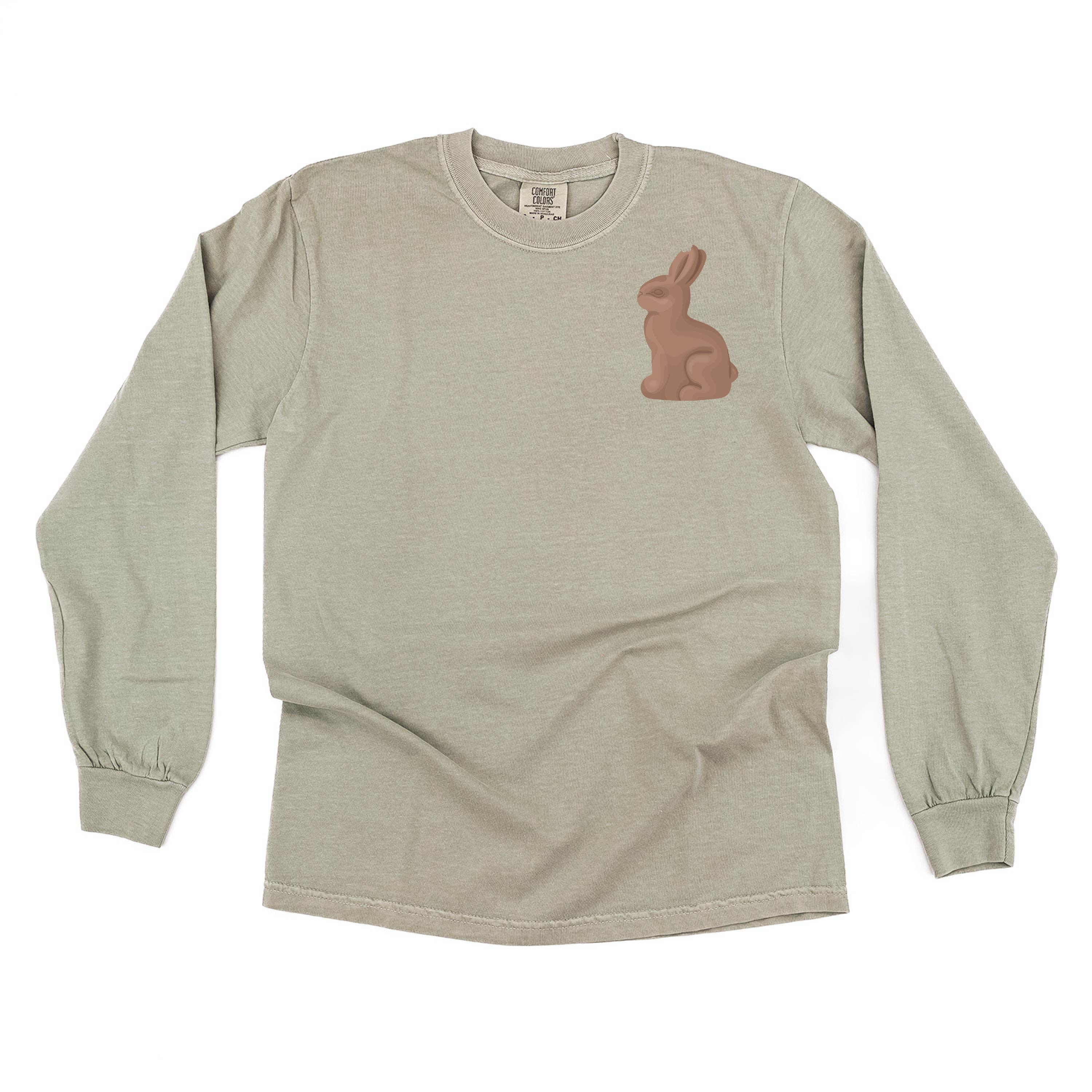 Chocolate Bunny (pocket) - LONG SLEEVE Comfort Colors Tee Little Mama Shirt Shop