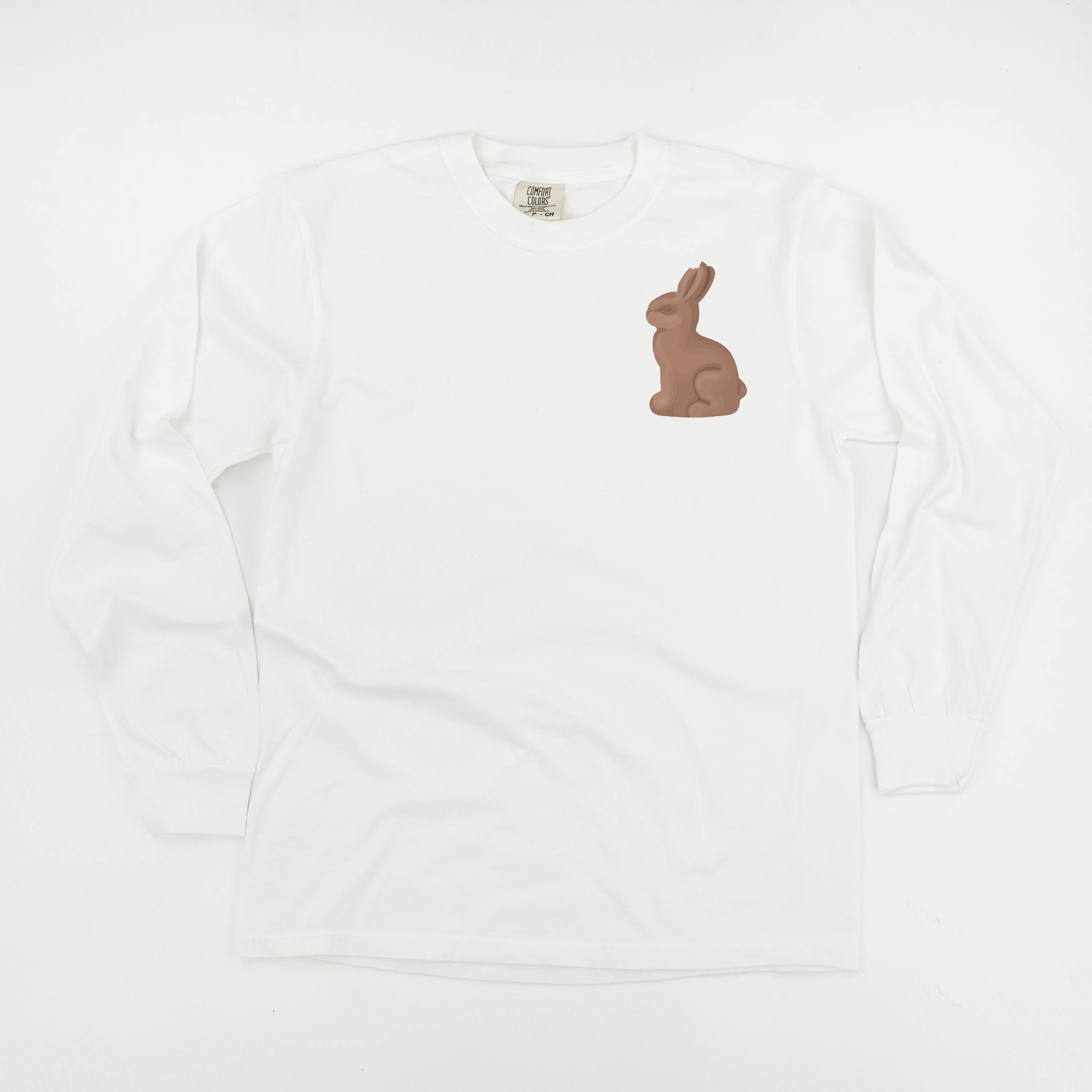 Chocolate Bunny (pocket) - LONG SLEEVE Comfort Colors Tee Little Mama Shirt Shop