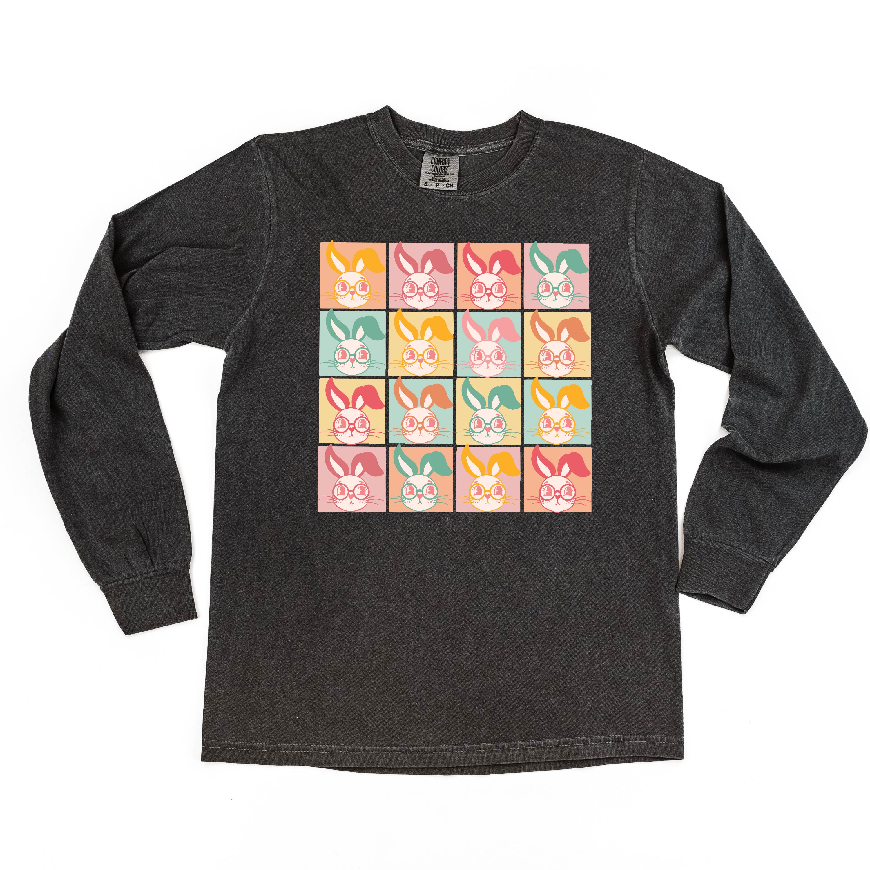 Clever Pastel Bunnies - LONG SLEEVE Comfort Colors Tee Little Mama Shirt Shop