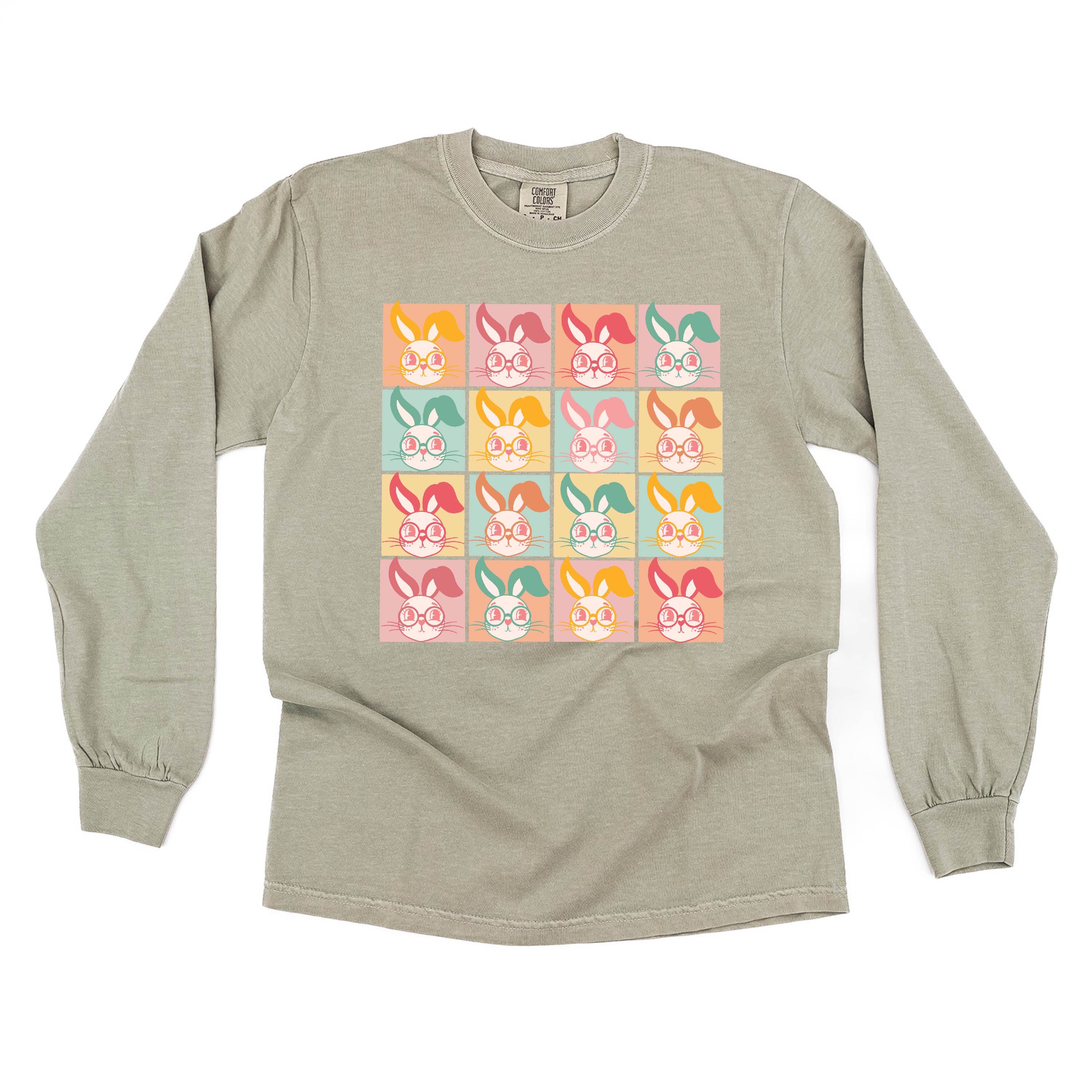 Clever Pastel Bunnies - LONG SLEEVE Comfort Colors Tee Little Mama Shirt Shop