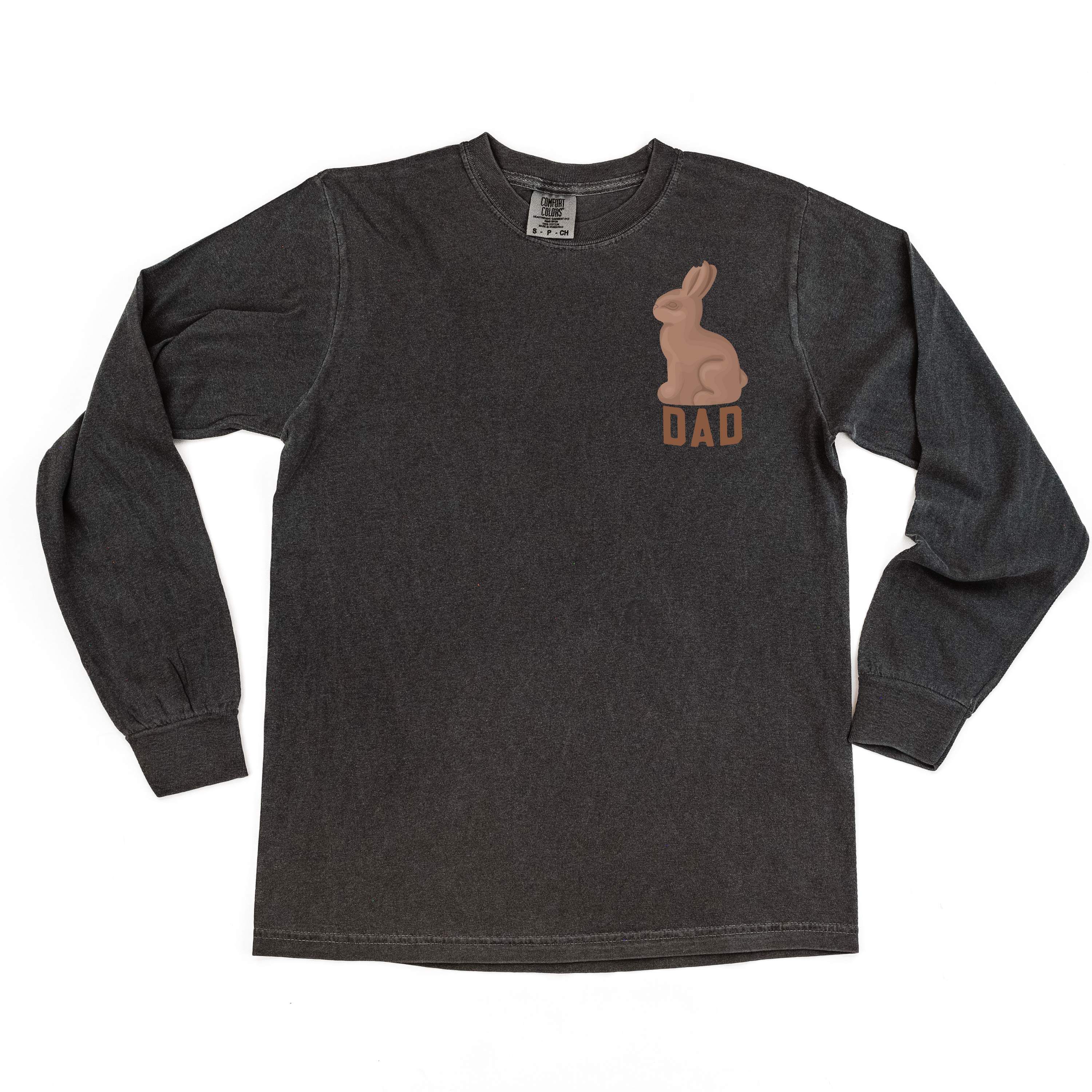 Dad - Chocolate Bunny (pocket) - LONG SLEEVE Comfort Colors Tee Little Mama Shirt Shop
