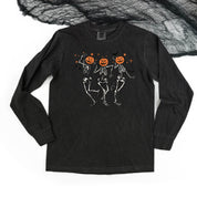 Pumpkin Head Dancing Skellies - Long Sleeve Comfort Colors Tee Little Mama Shirt Shop