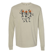 Pumpkin Head Dancing Skellies - Long Sleeve Comfort Colors Tee Little Mama Shirt Shop