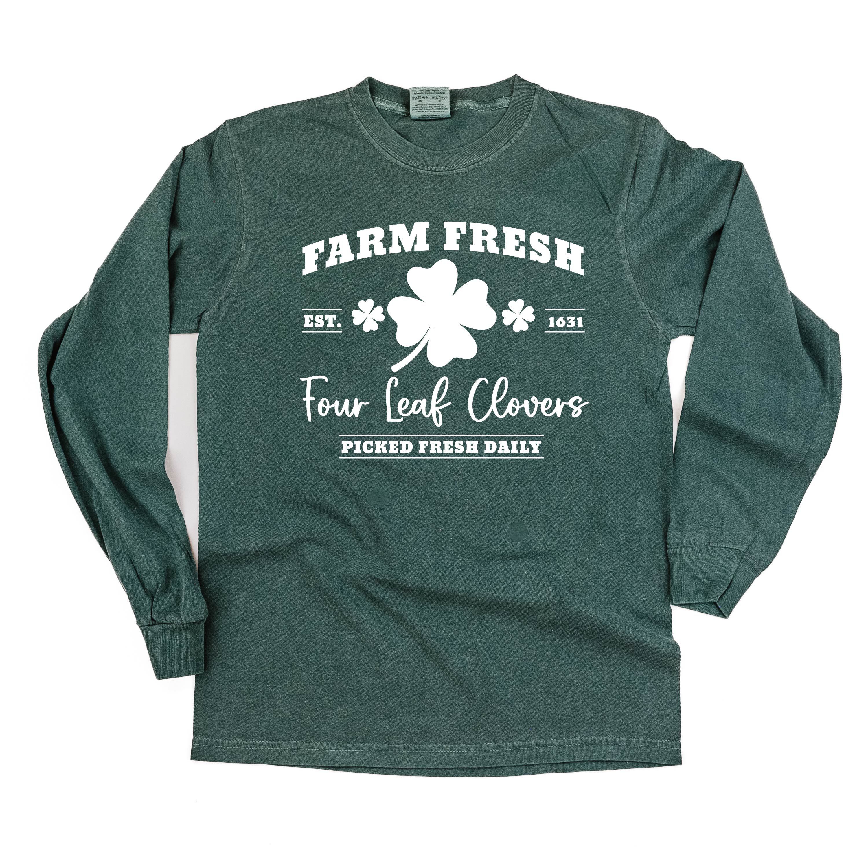 Farm Fresh Four Leaf Clovers - Long Sleeve Comfort Colors Tee Little Mama Shirt Shop