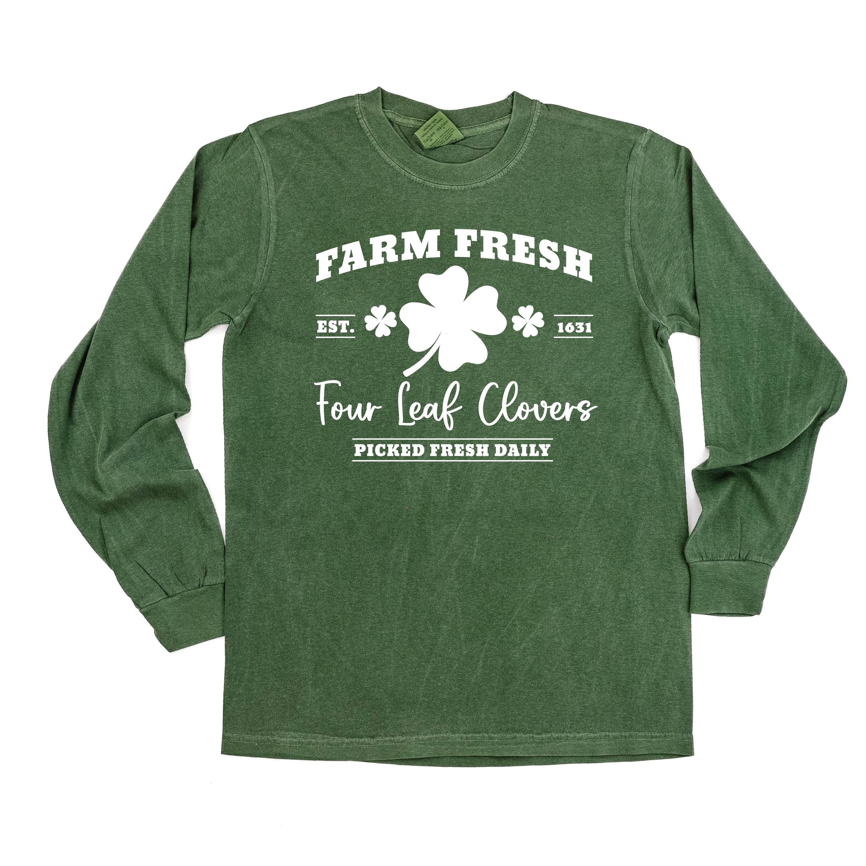 Farm Fresh Four Leaf Clovers - Long Sleeve Comfort Colors Tee Little Mama Shirt Shop