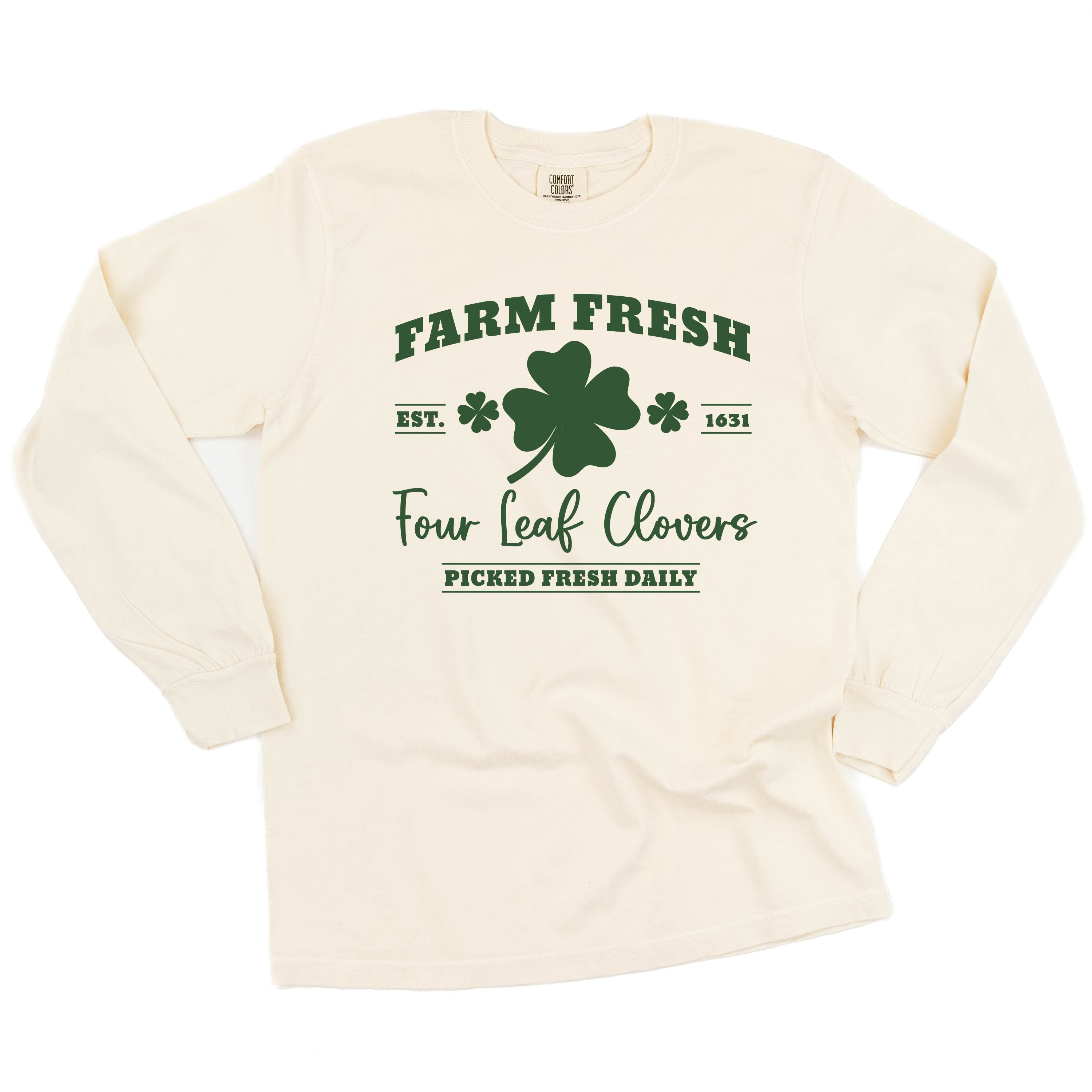 Farm Fresh Four Leaf Clovers - Long Sleeve Comfort Colors Tee Little Mama Shirt Shop