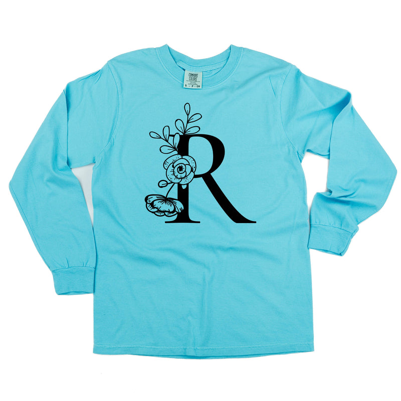 FLORAL INITIALS - LONG SLEEVE COMFORT COLORS TEE