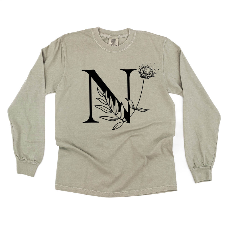 FLORAL INITIALS - LONG SLEEVE COMFORT COLORS TEE