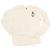 Flower Diamond (Pocket Front) w/ Actually Life is Beautiful and I Have Time (Back) - Long Sleeve Comfort Colors Tee Little Mama Shirt Shop