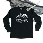 Four Dinosaur Skeletons - Long Sleeve Comfort Colors Tee Little Mama Shirt Shop