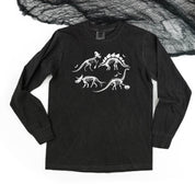 Four Dinosaur Skeletons - Long Sleeve Comfort Colors Tee Little Mama Shirt Shop