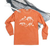 Four Dinosaur Skeletons - Long Sleeve Comfort Colors Tee Little Mama Shirt Shop