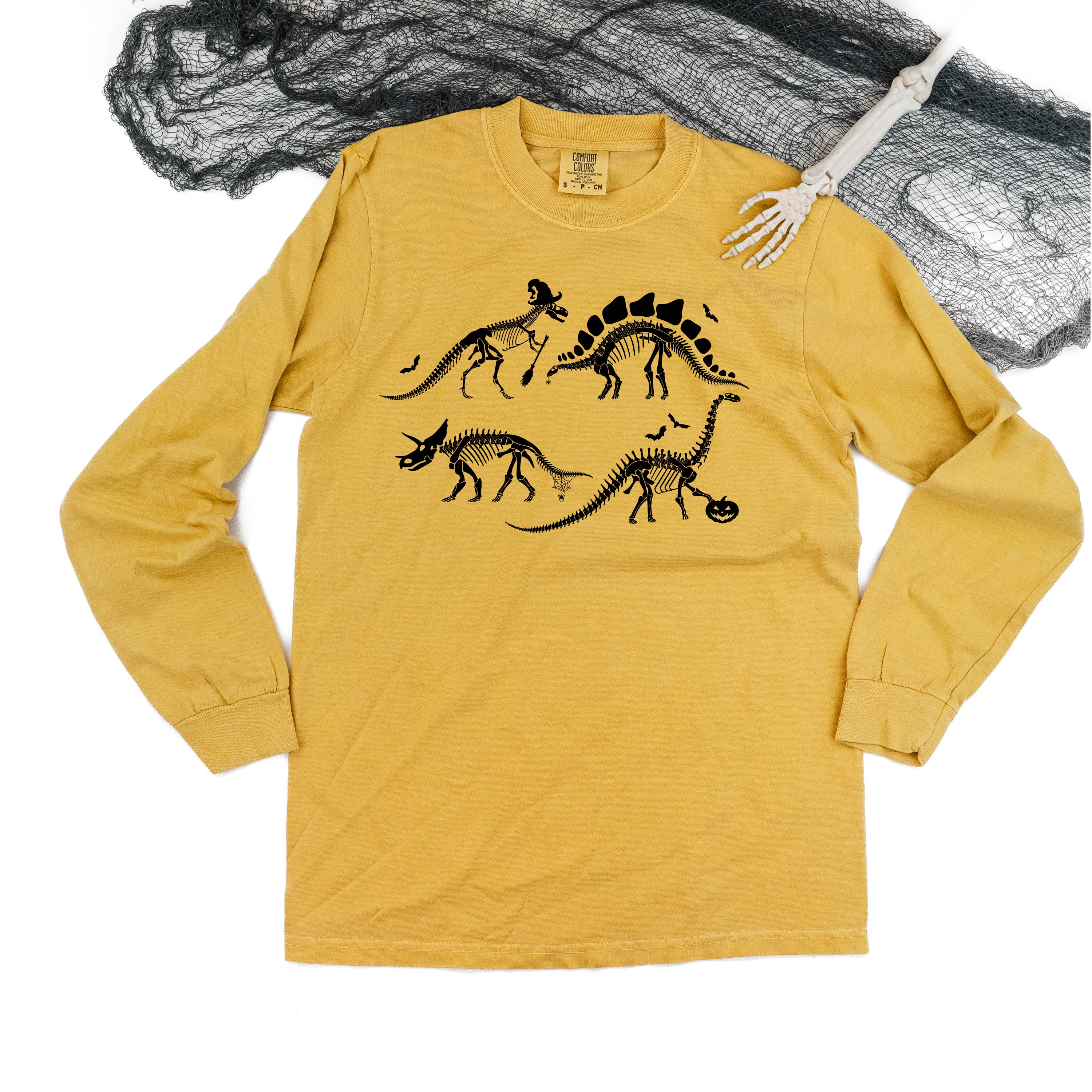 LS_comfort_colors_long_sleeve_four_dinosaur_skeletons_little_mama_shirt_shop