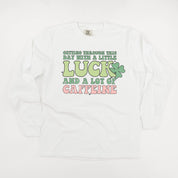 Getting Through This Day With A Little Luck And A Lot Of Caffeine - Long Sleeve Comfort Colors Tee Little Mama Shirt Shop
