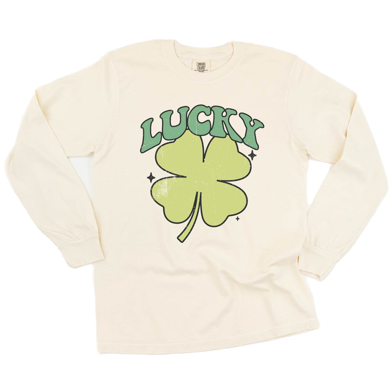 Green Oversized Lucky Shamrock - LONG SLEEVE COMFORT COLORS TEE