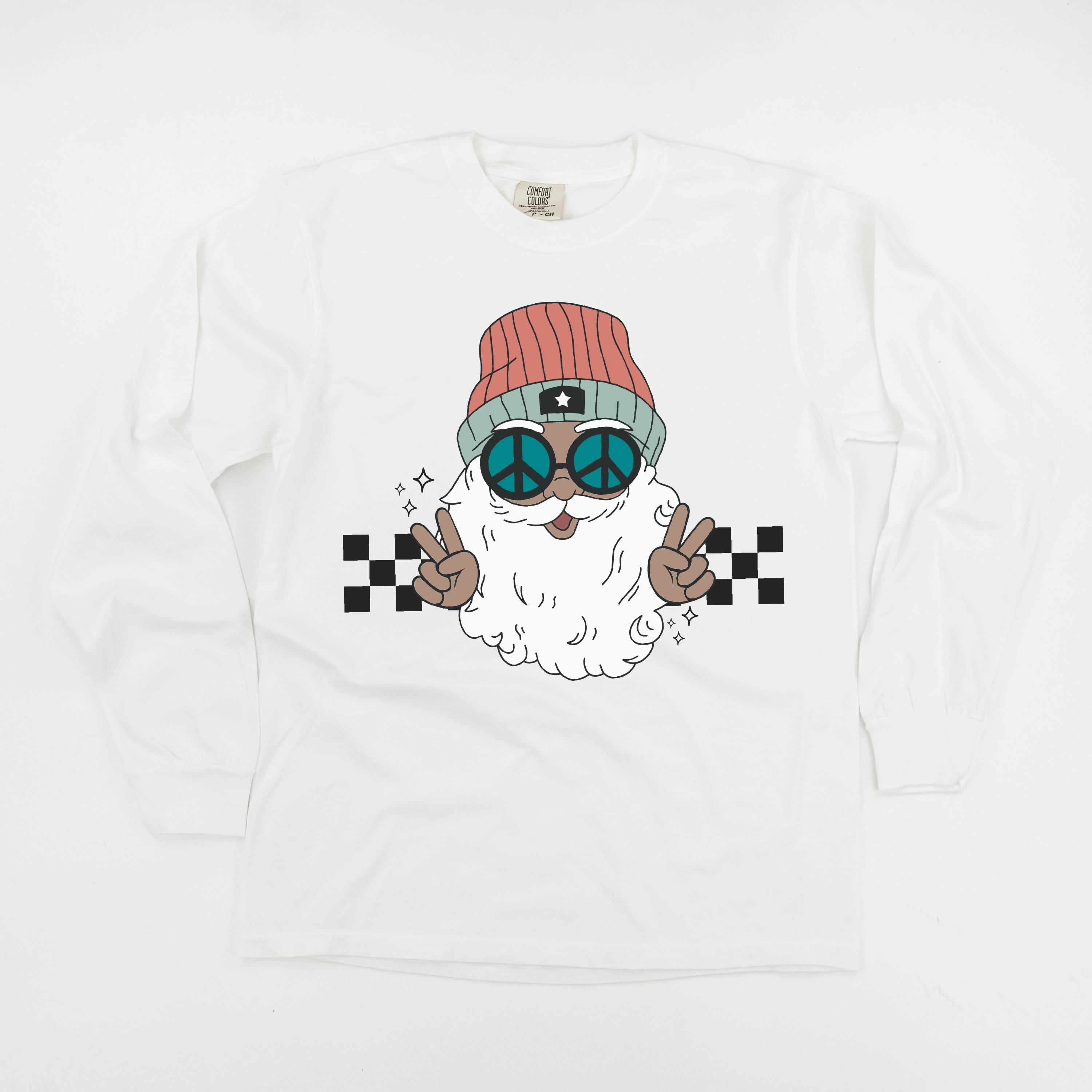 Groovy Santa - LONG SLEEVE Comfort Colors Tee Little Mama Shirt Shop