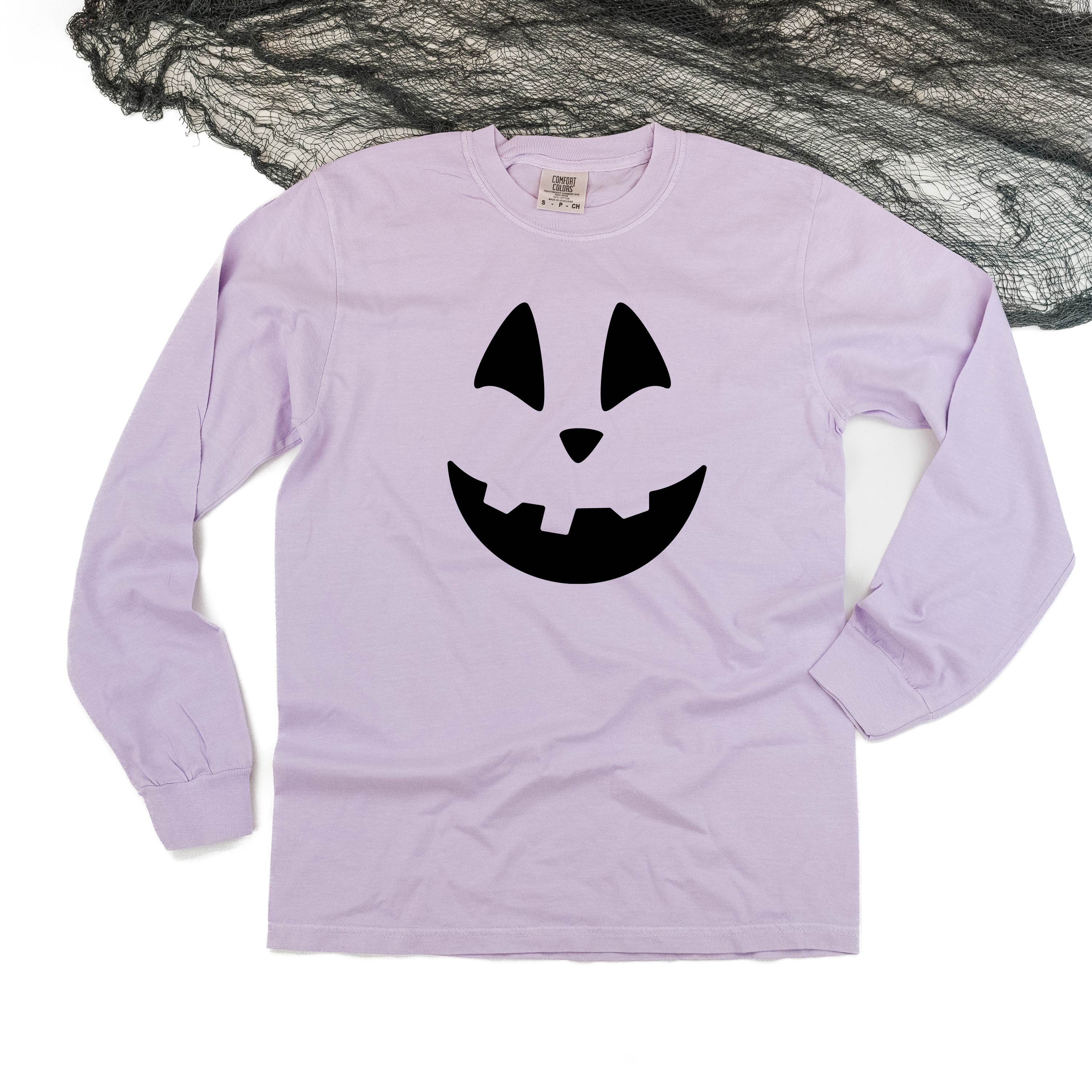 Happy Jack-o'-lantern Face - Long Sleeve Comfort Colors Tee Little Mama Shirt Shop