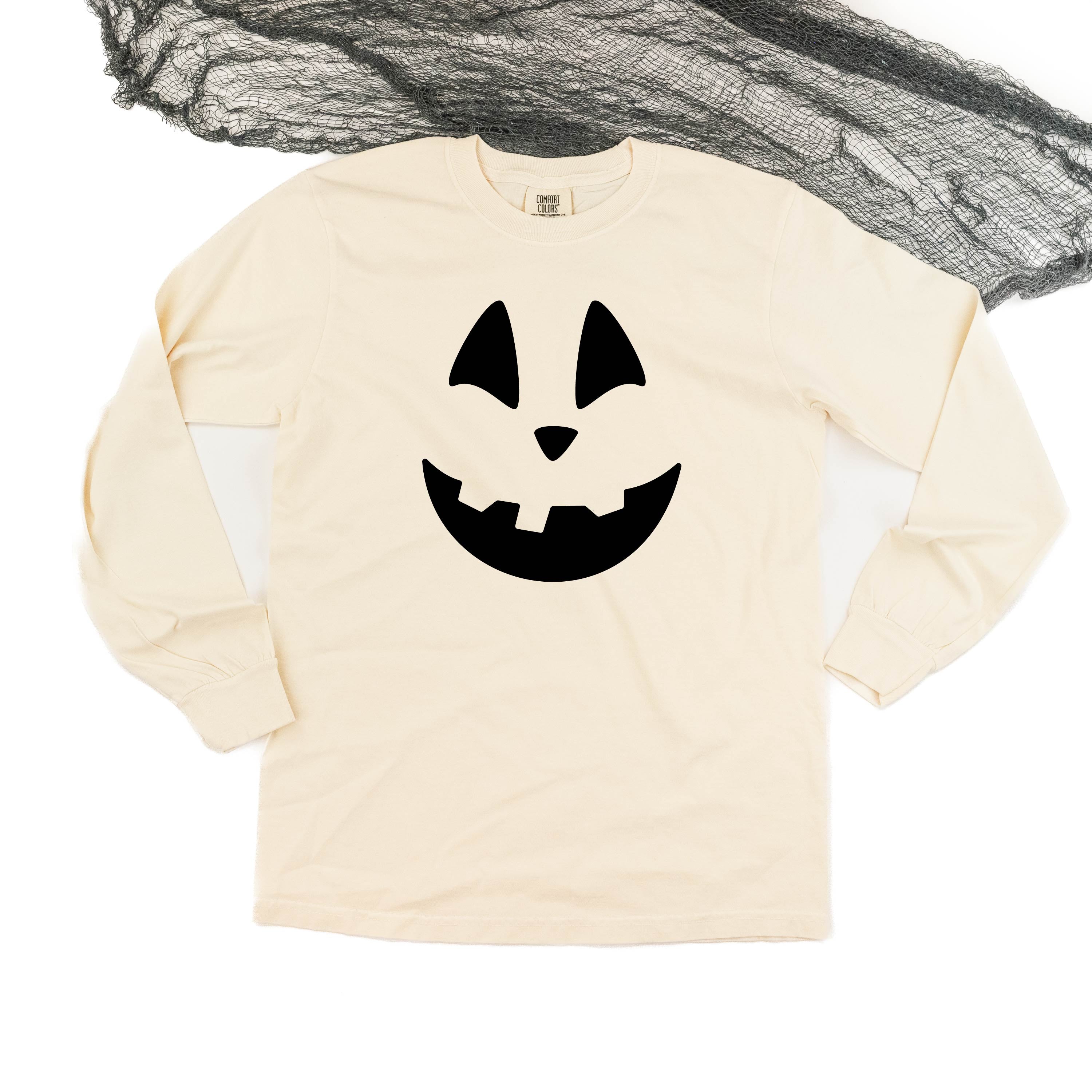 Happy Jack-o'-lantern Face - Long Sleeve Comfort Colors Tee Little Mama Shirt Shop