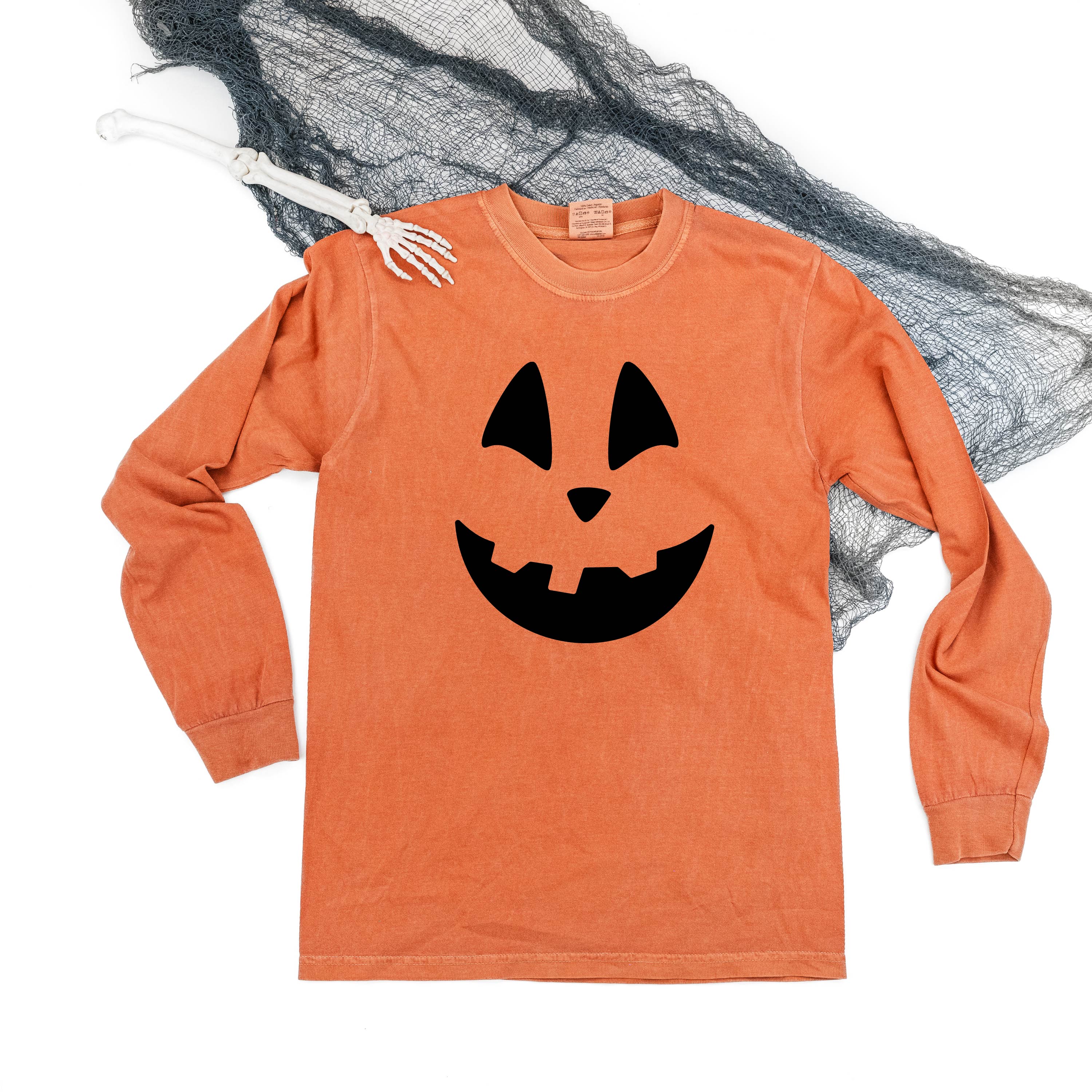 Happy Jack-o'-lantern Face - Long Sleeve Comfort Colors Tee Little Mama Shirt Shop