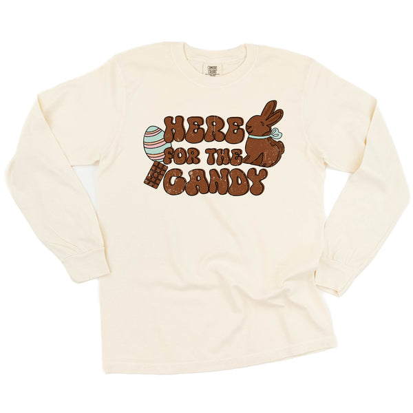 Here For the Candy - Easter - LONG SLEEVE COMFORT COLORS TEE