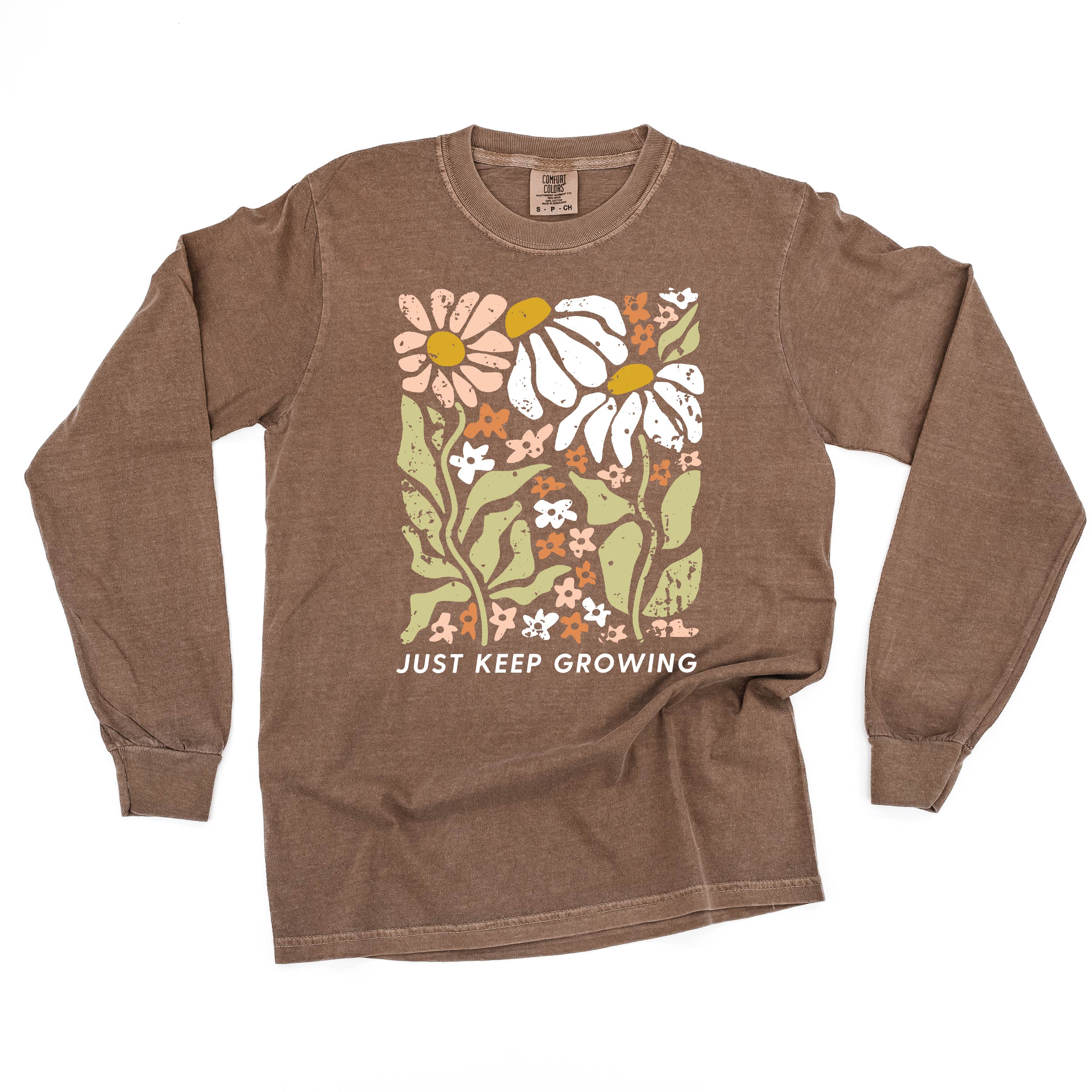 Just Keep Growing - LONG SLEEVE COMFORT COLORS TEE Little Mama Shirt Shop