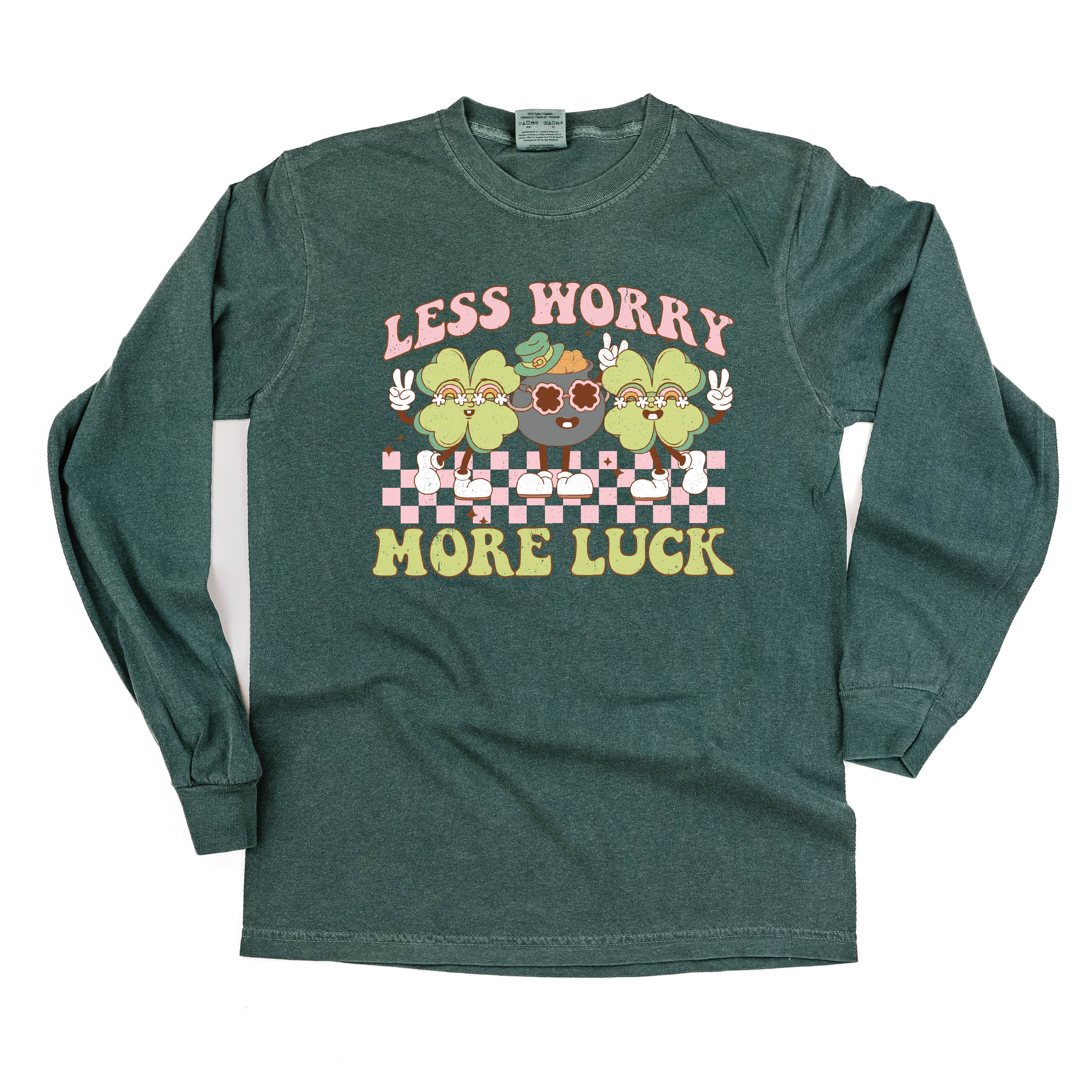 Less Worry More Luck - LONG SLEEVE Comfort Colors Tee Little Mama Shirt Shop