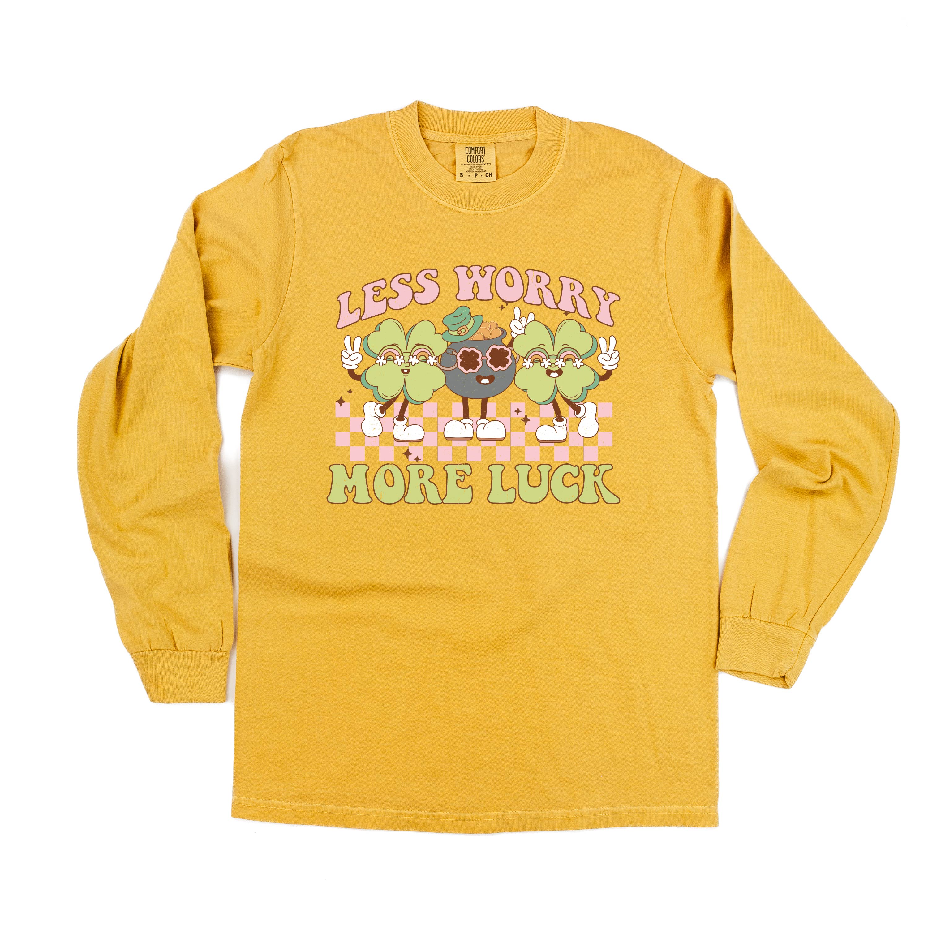 Less Worry More Luck - LONG SLEEVE Comfort Colors Tee Little Mama Shirt Shop