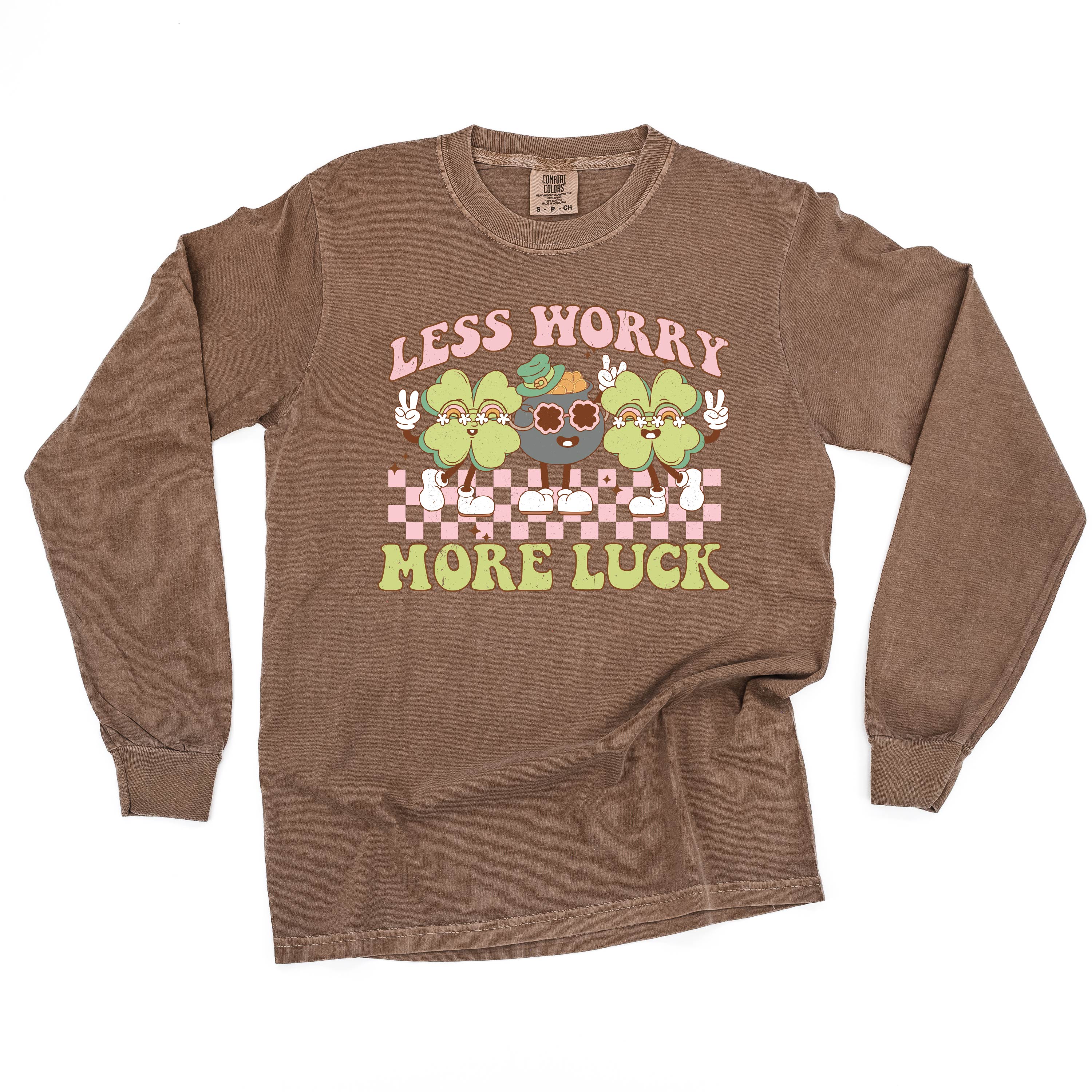 Less Worry More Luck - LONG SLEEVE Comfort Colors Tee Little Mama Shirt Shop