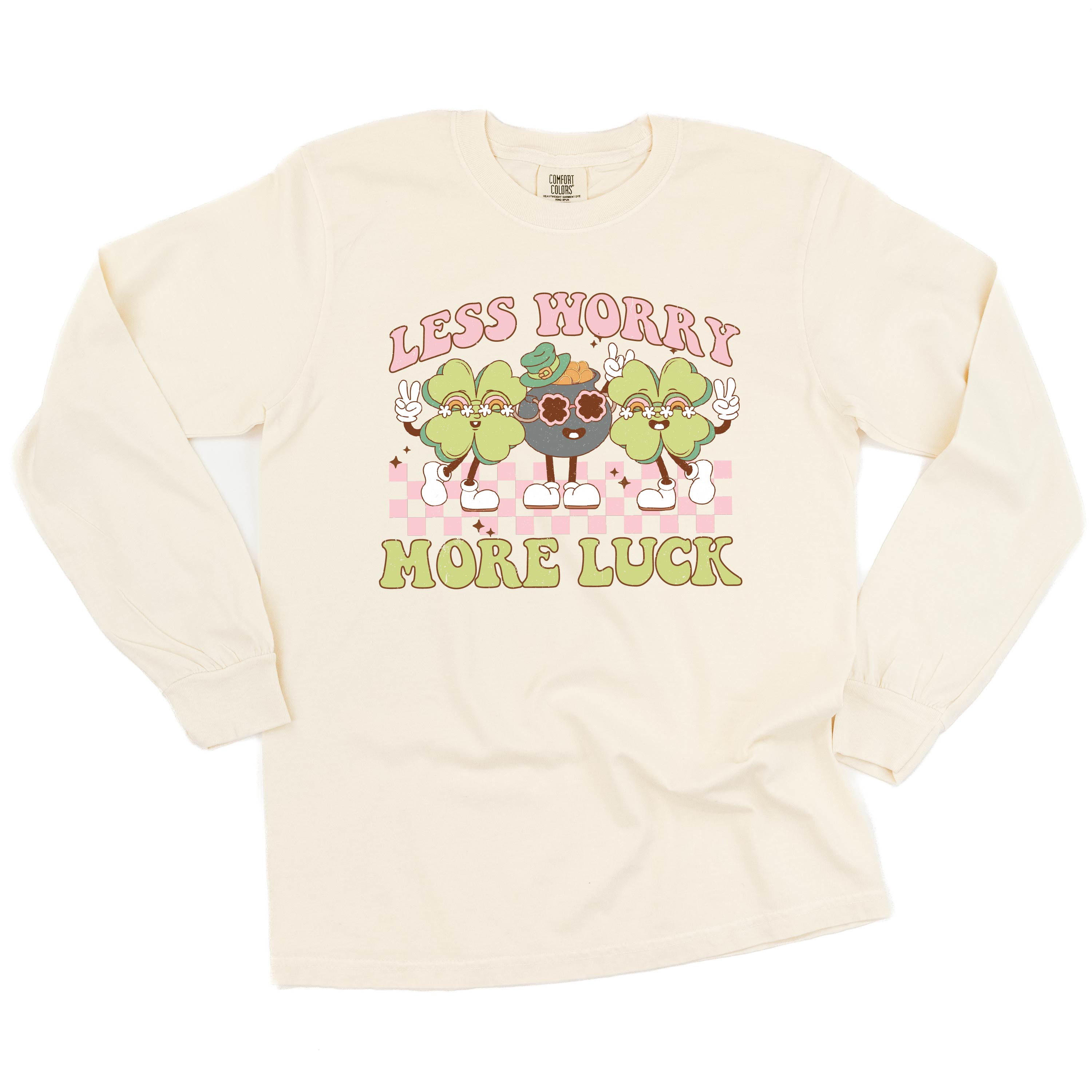 Less Worry More Luck - LONG SLEEVE Comfort Colors Tee Little Mama Shirt Shop