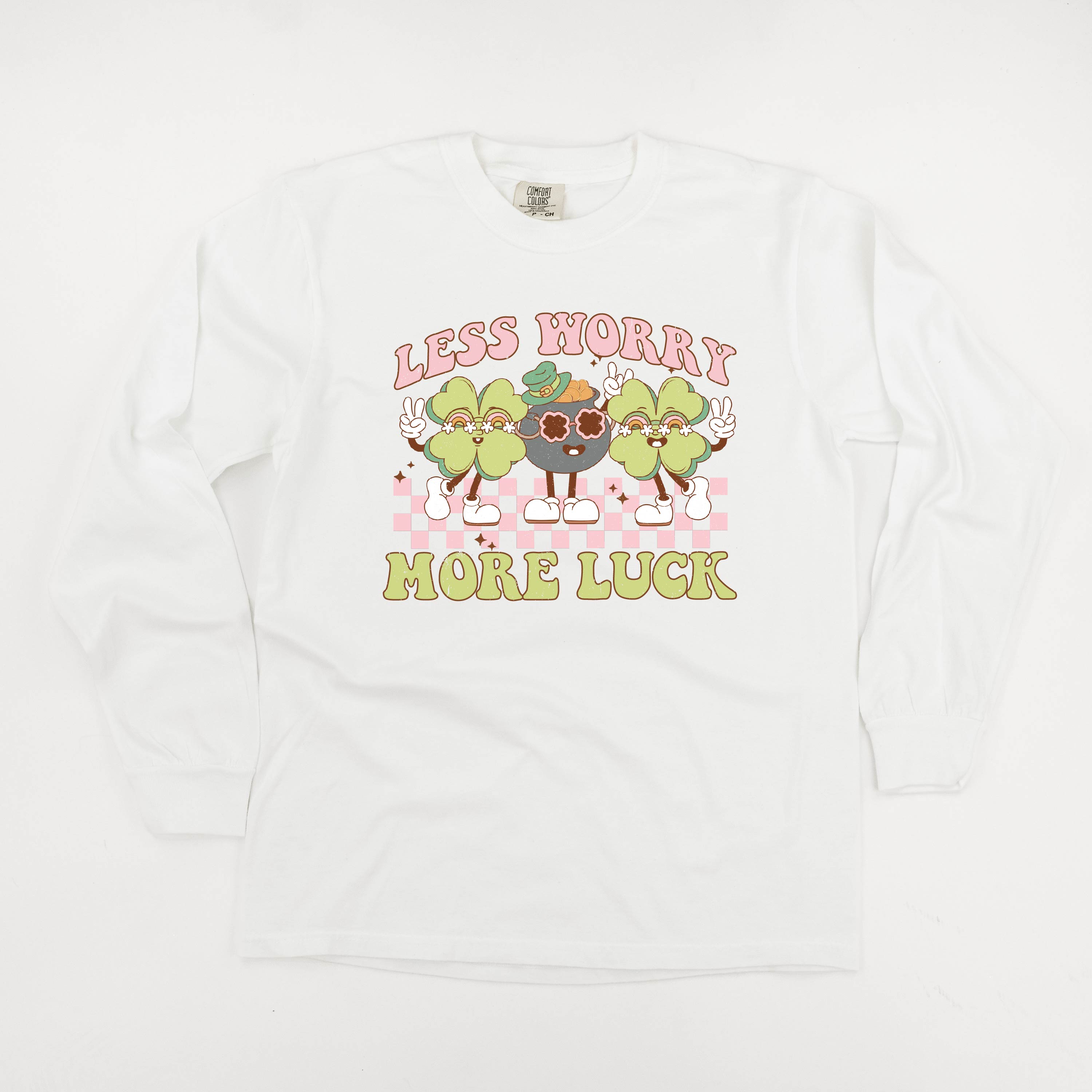 Less Worry More Luck - LONG SLEEVE Comfort Colors Tee Little Mama Shirt Shop