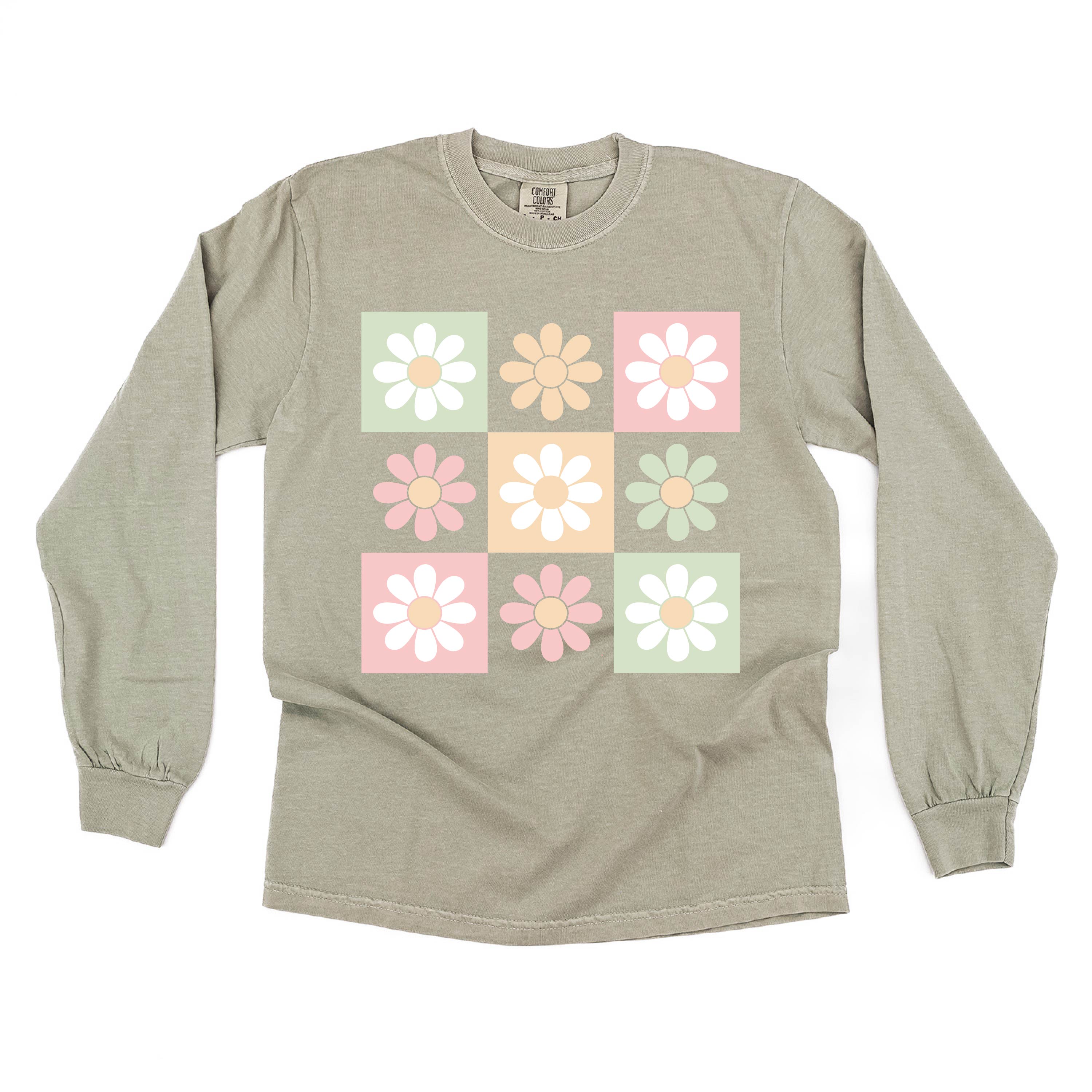 LS_comfort_colors_long_sleeve_long_sleeve_child_tees_3x3_checker_board_flowers_little_mama_shirt_shop