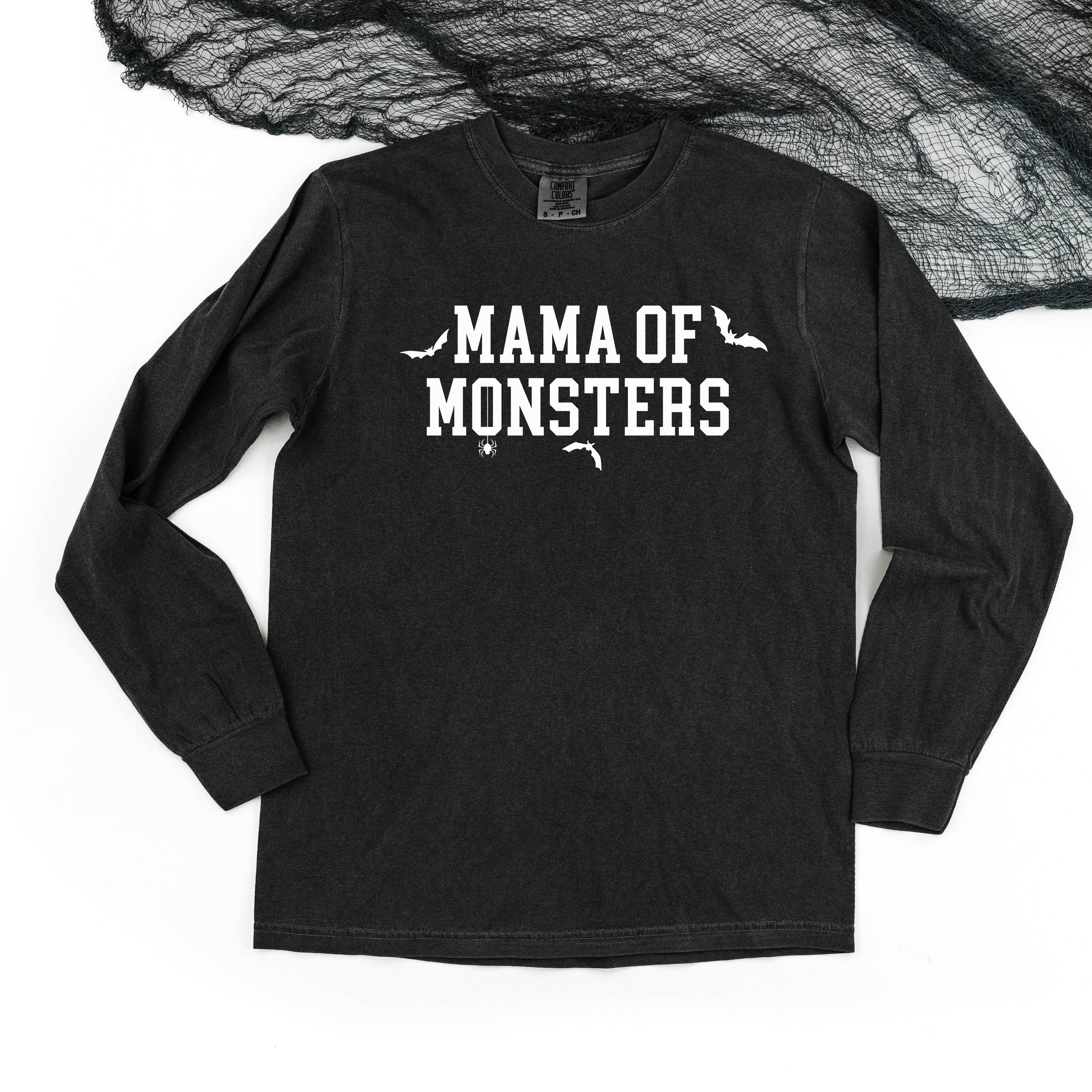 Mama of Monsters - LONG SLEEVE COMFORT COLORS TEE Little Mama Shirt Shop