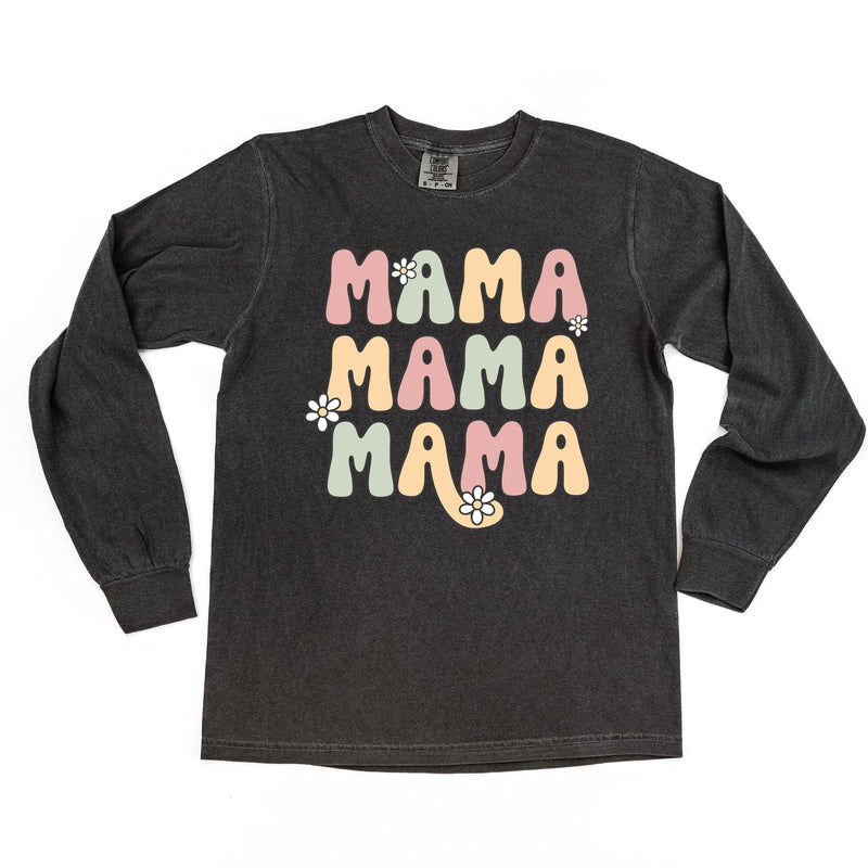 MAMA x3 with Daisies - LONG SLEEVE COMFORT COLORS TEE