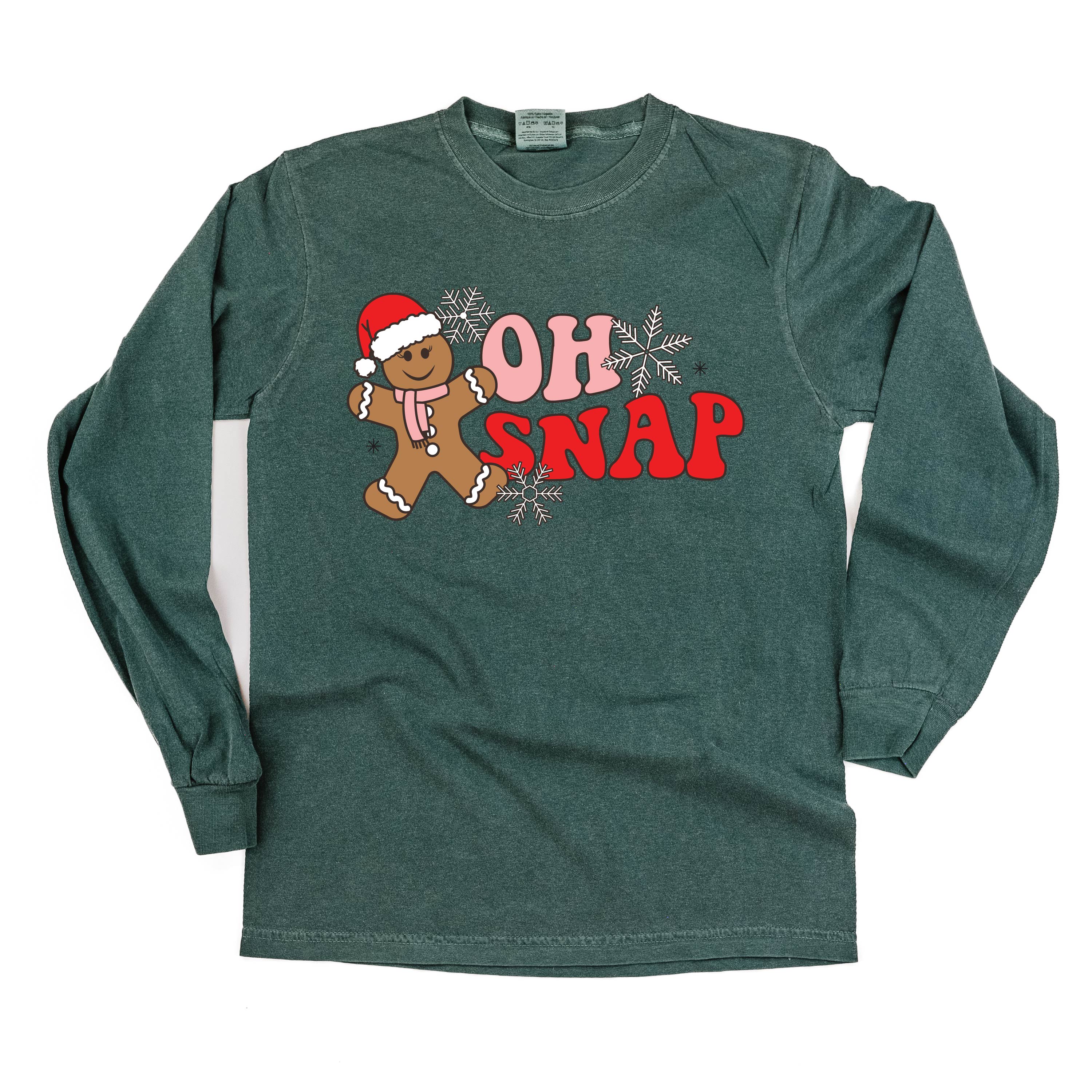 Oh Snap - Gingerbread Man - LONG SLEEVE Comfort Colors Tee Little Mama Shirt Shop