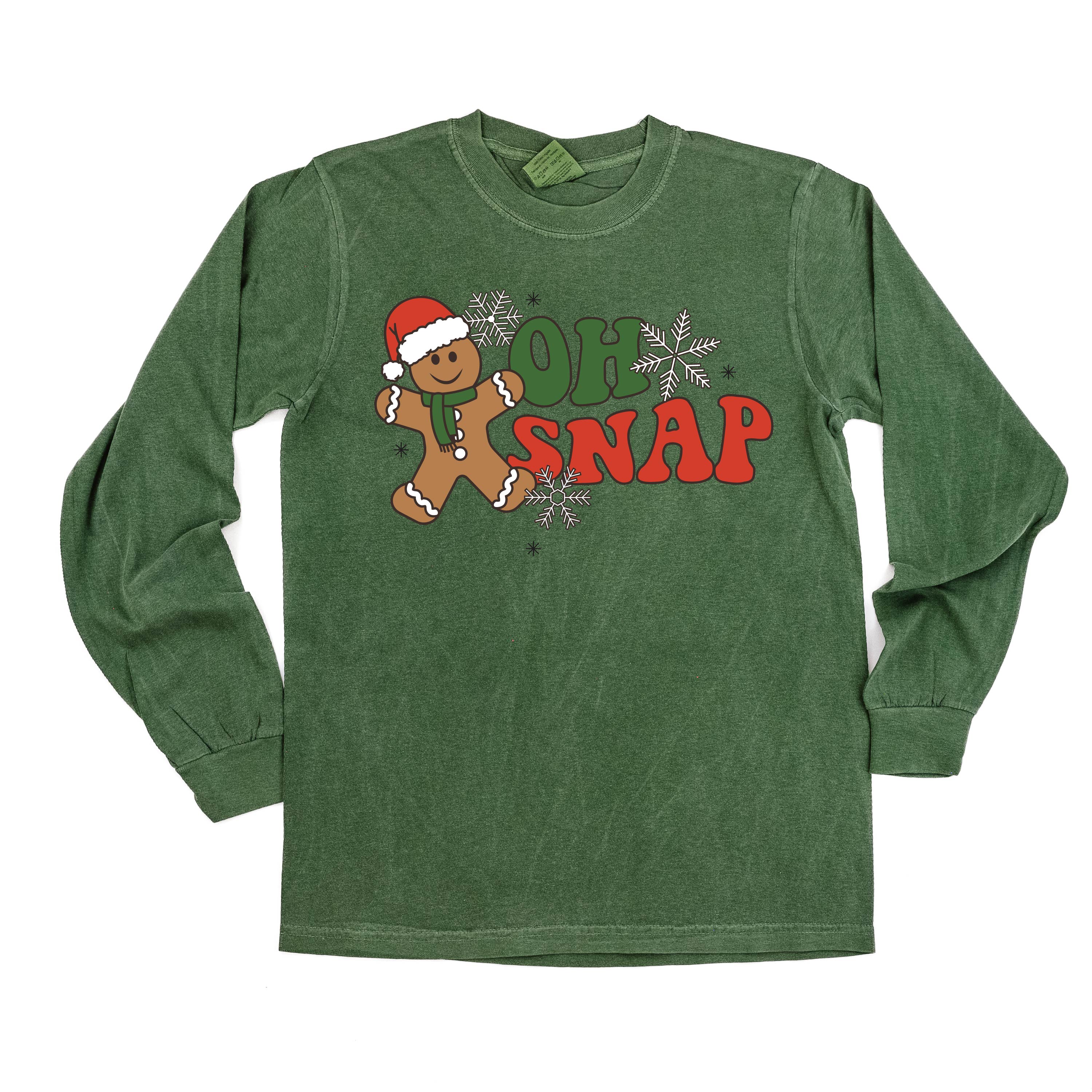 Oh Snap - Gingerbread Man - LONG SLEEVE Comfort Colors Tee Little Mama Shirt Shop