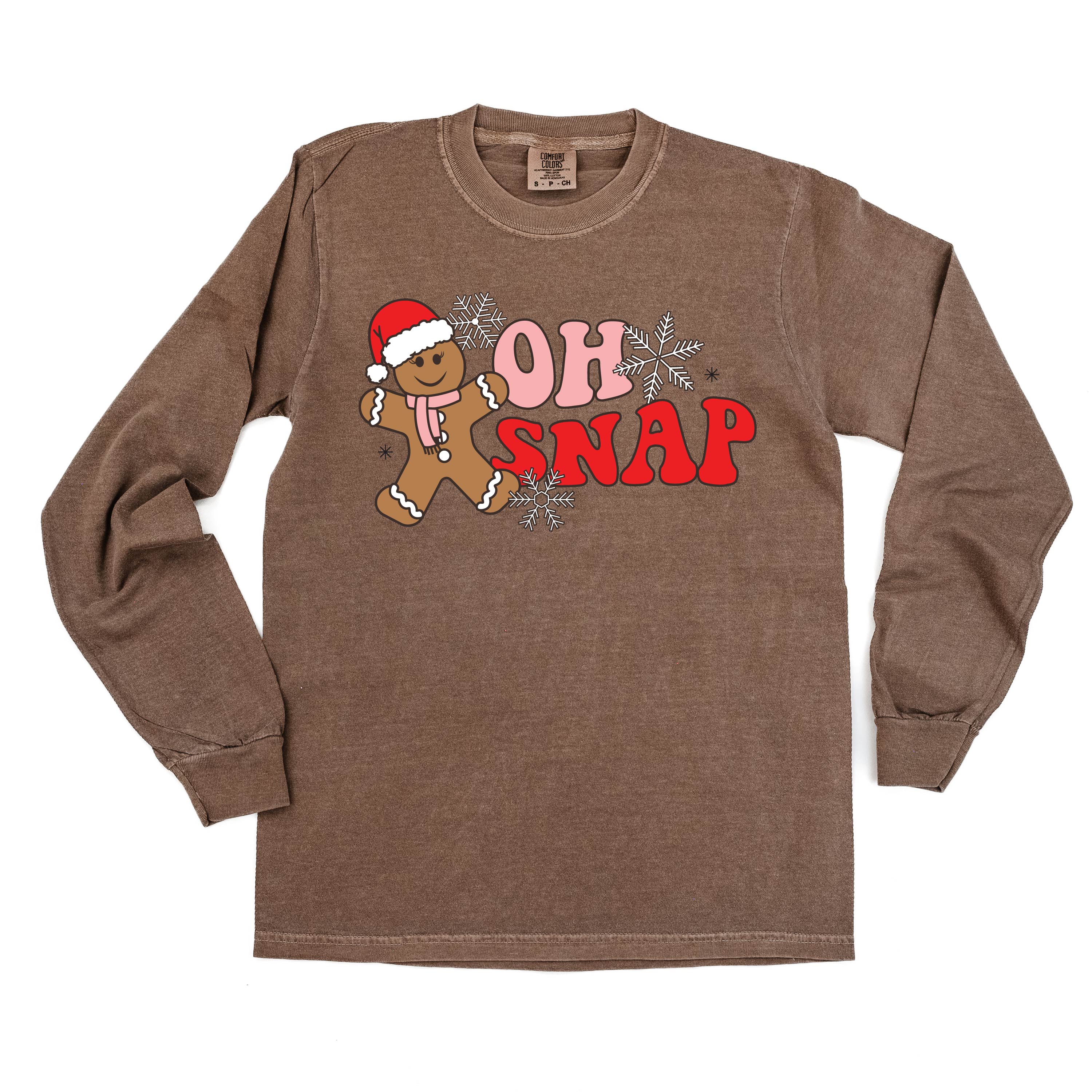 Oh Snap - Gingerbread Man - LONG SLEEVE Comfort Colors Tee Little Mama Shirt Shop