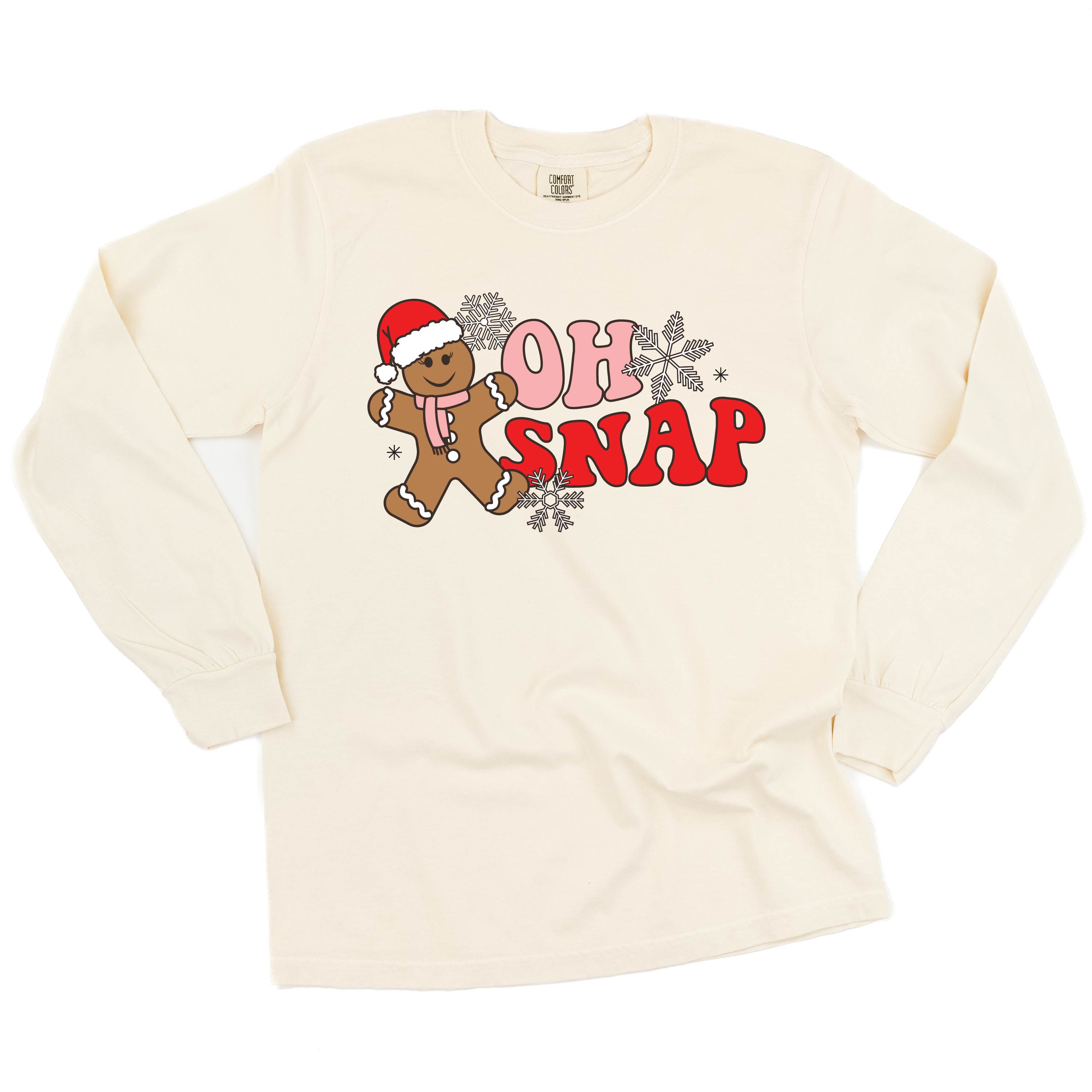 Oh Snap - Gingerbread Man - LONG SLEEVE Comfort Colors Tee Little Mama Shirt Shop
