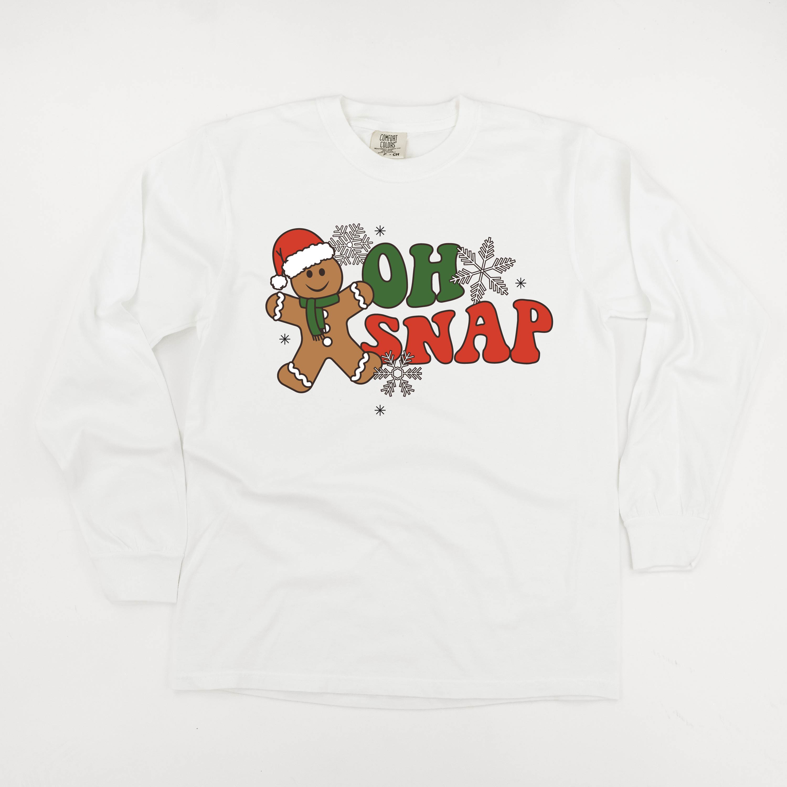 Oh Snap - Gingerbread Man - LONG SLEEVE Comfort Colors Tee Little Mama Shirt Shop