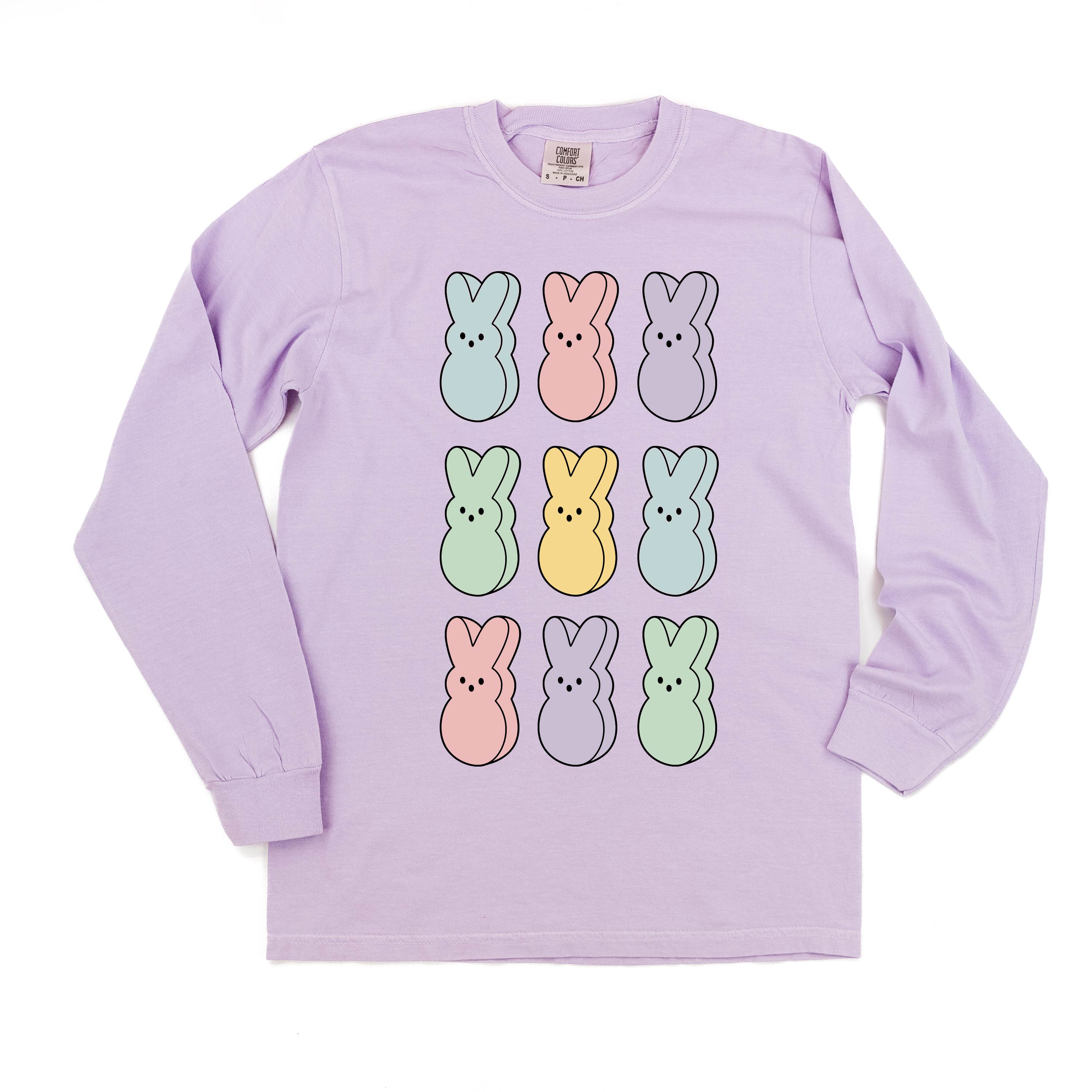 Pastel Peeps - 3x3 - LONG SLEEVE Comfort Colors Tee Little Mama Shirt Shop