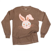 Pink Checkered Bunny - LONG SLEEVE Comfort Colors Tee Little Mama Shirt Shop