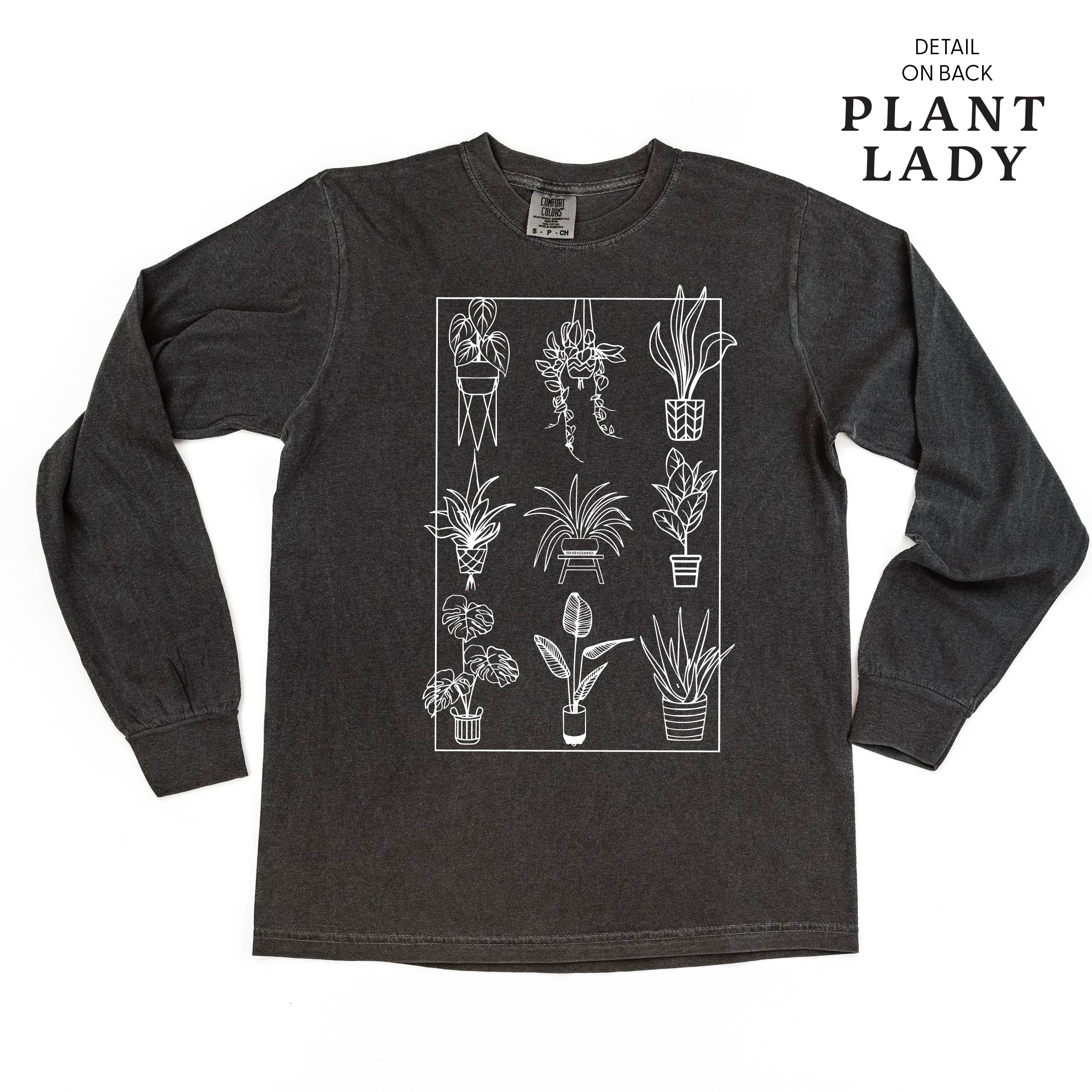 Plant Lady w/ Back Detail - LONG SLEEVE COMFORT COLORS TEE Little Mama Shirt Shop