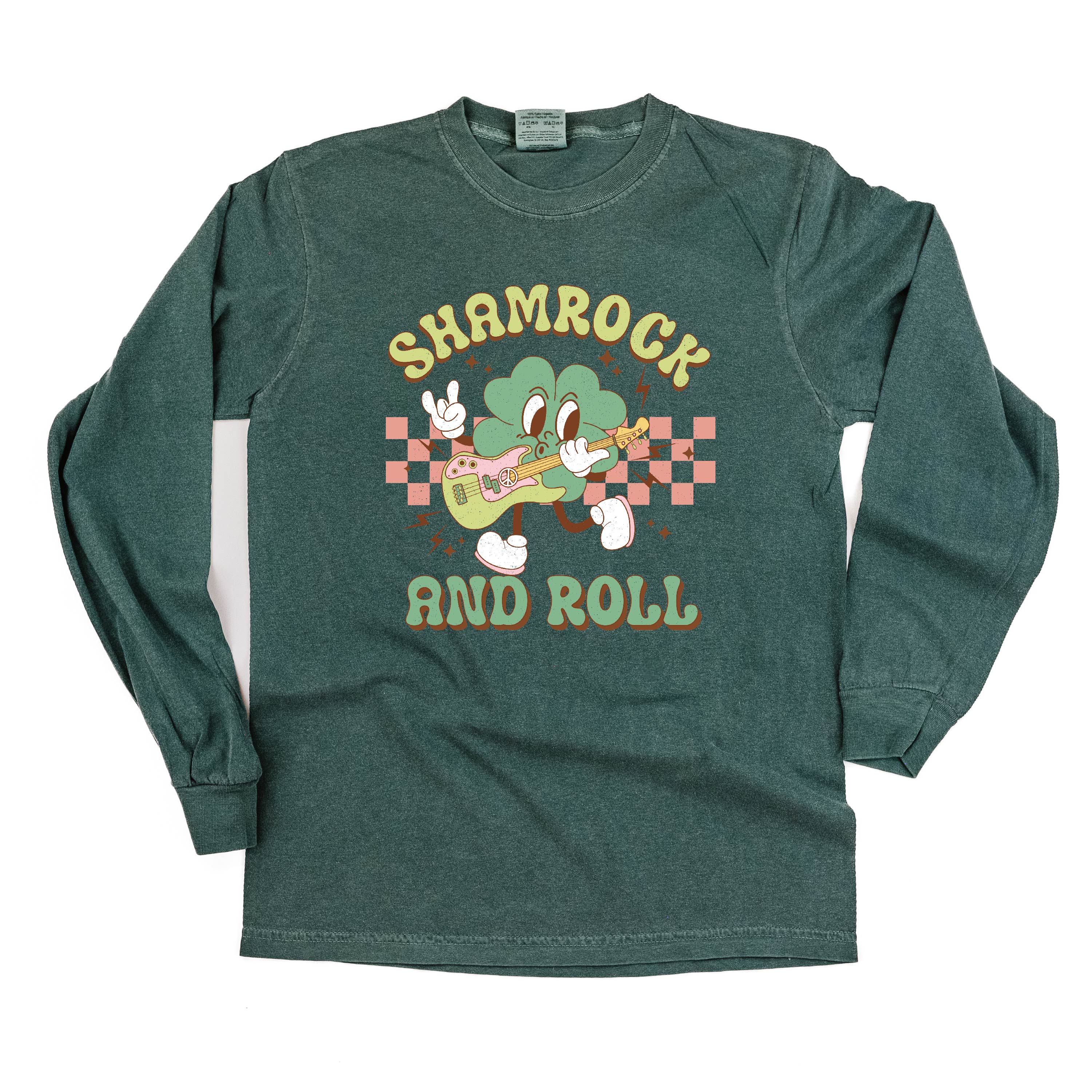 Rock N Roll Shamrock - LONG SLEEVE Comfort Colors Tee Little Mama Shirt Shop