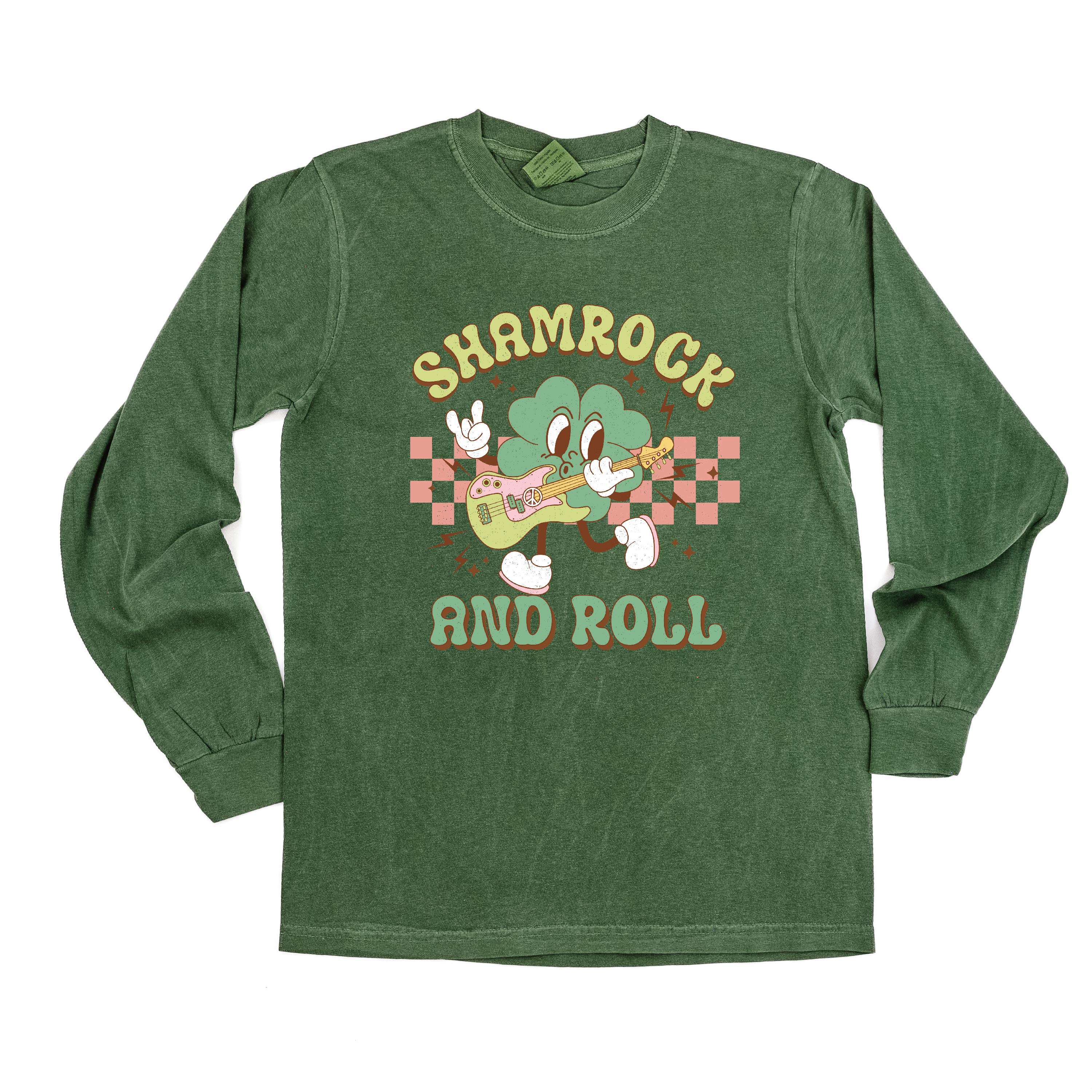 Rock N Roll Shamrock - LONG SLEEVE Comfort Colors Tee Little Mama Shirt Shop