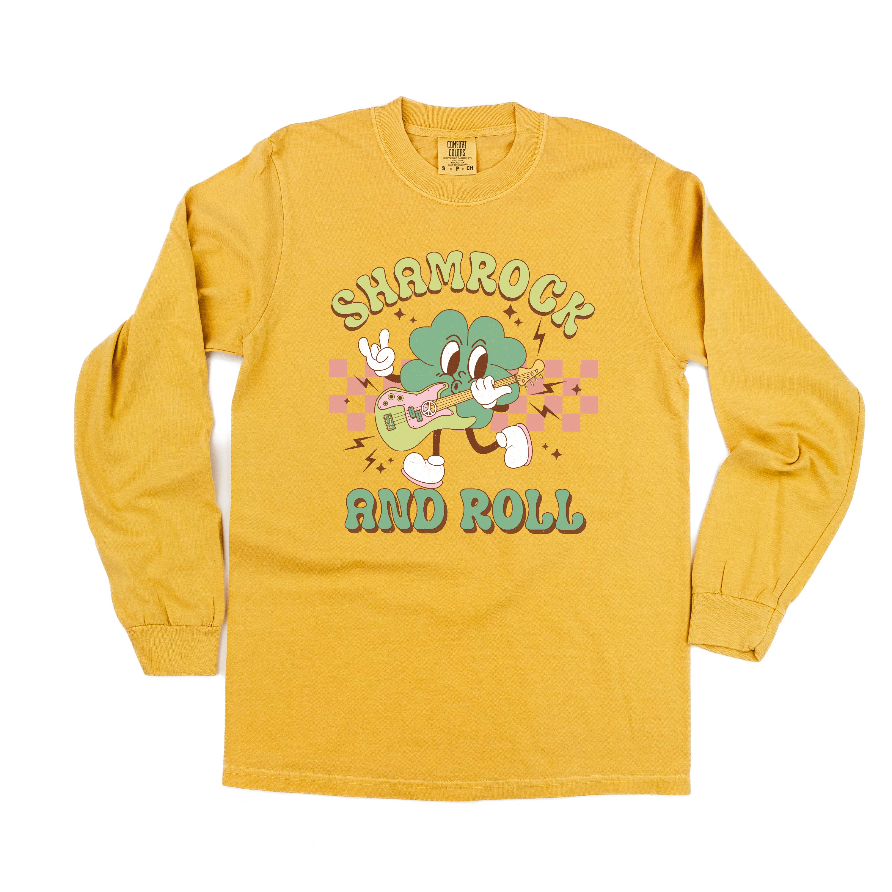 Rock N Roll Shamrock - LONG SLEEVE Comfort Colors Tee Little Mama Shirt Shop