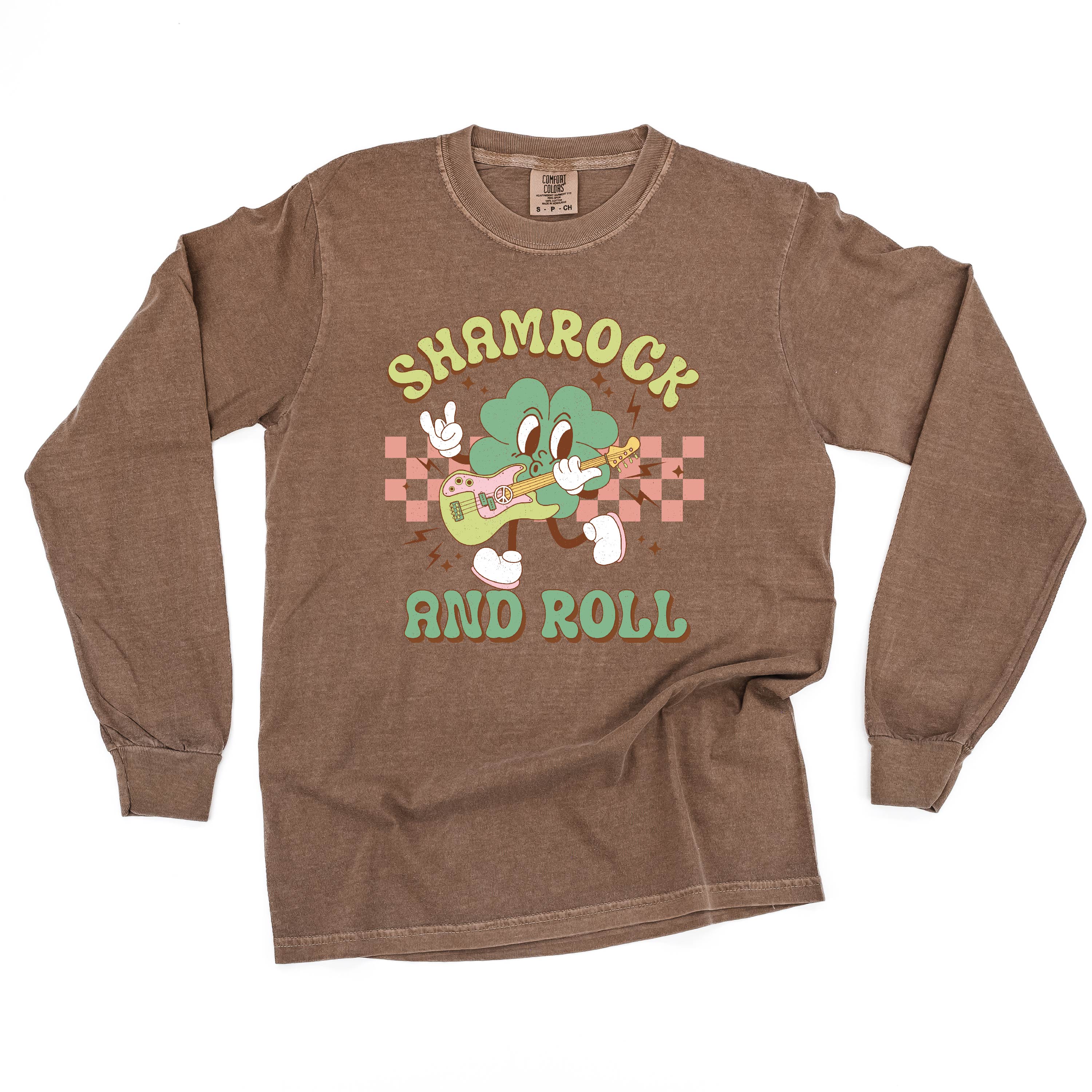 Rock N Roll Shamrock - LONG SLEEVE Comfort Colors Tee Little Mama Shirt Shop